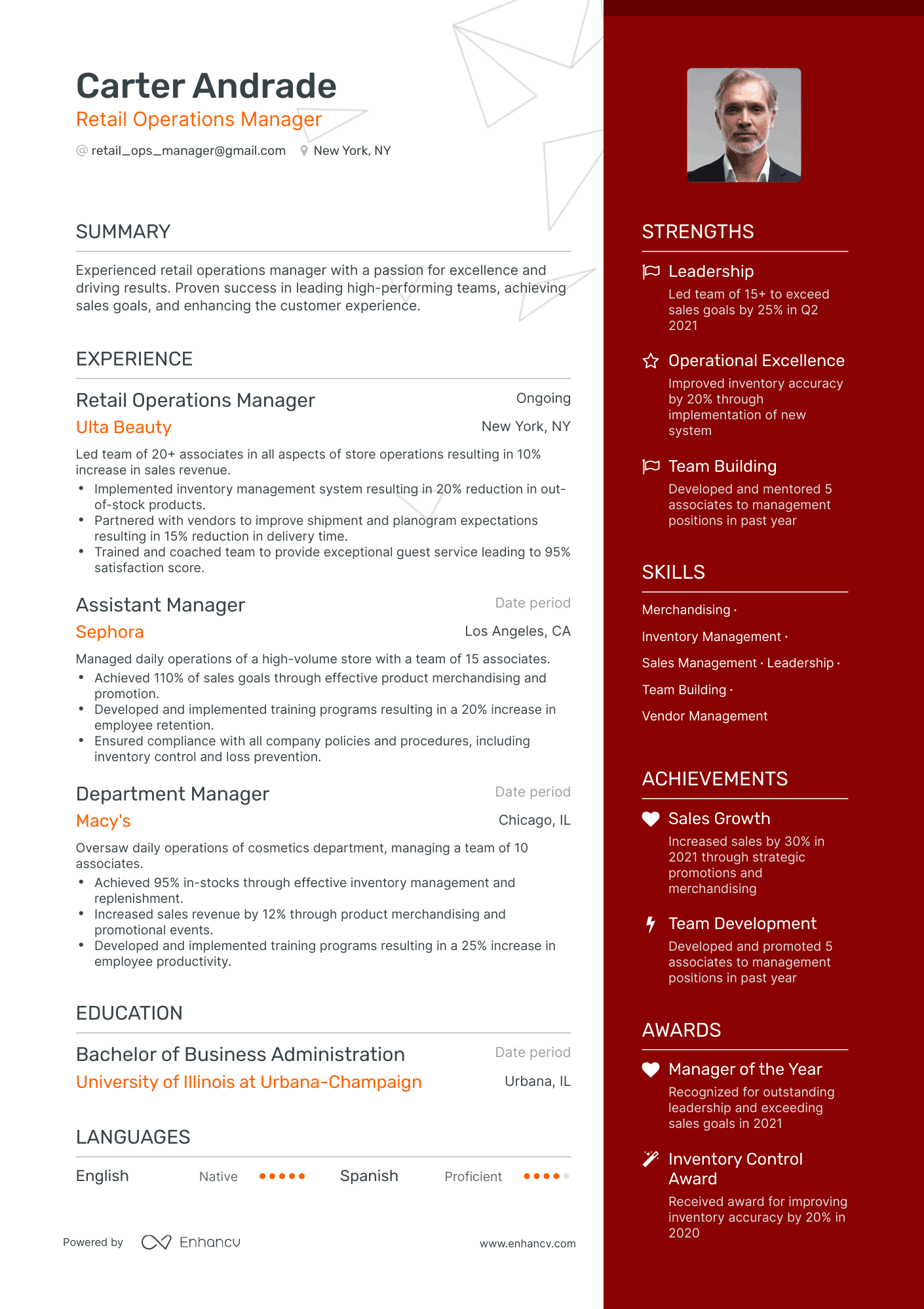 retail operations manager resume examples