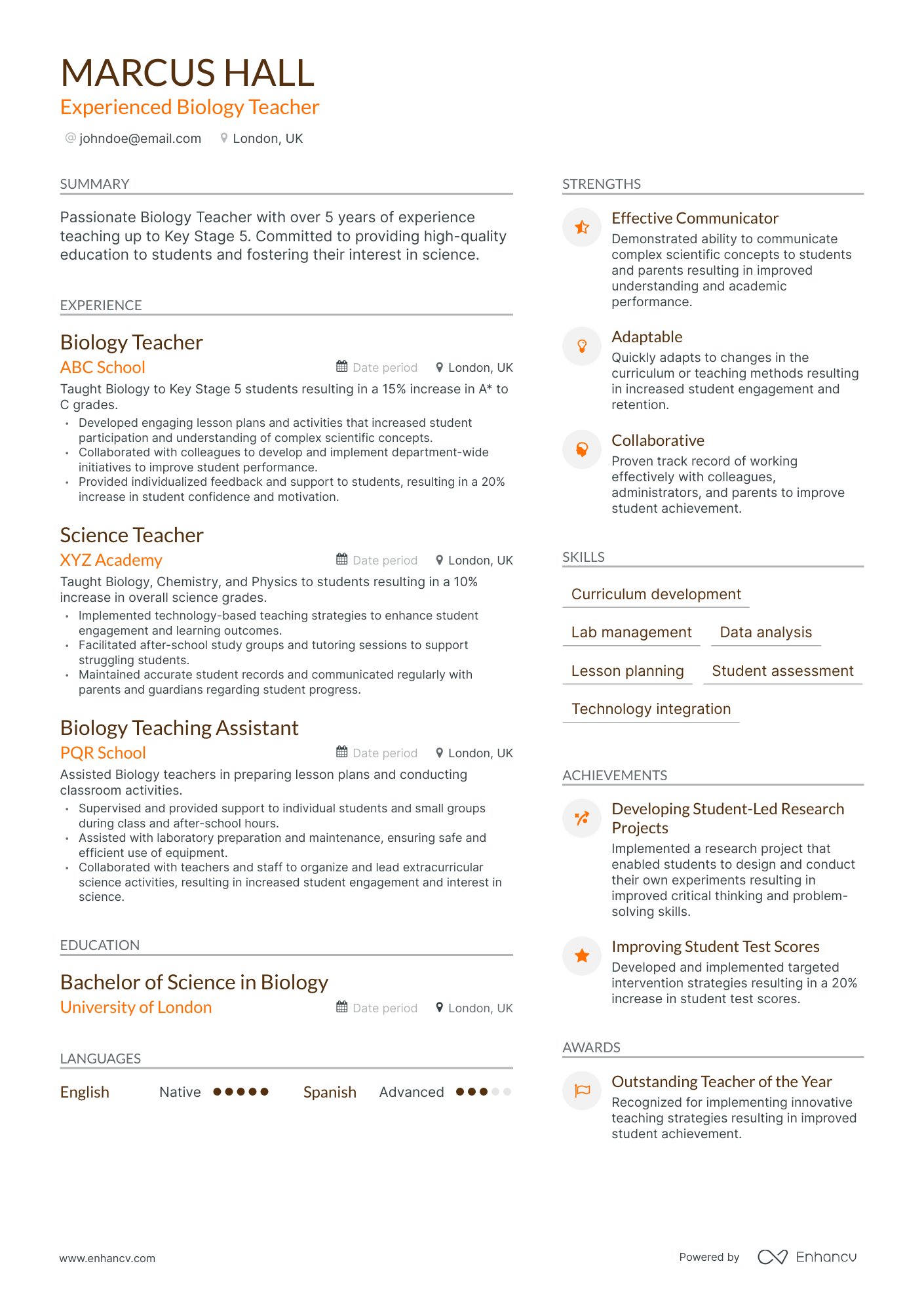 5 Biology Resume Examples & Guide for 2023