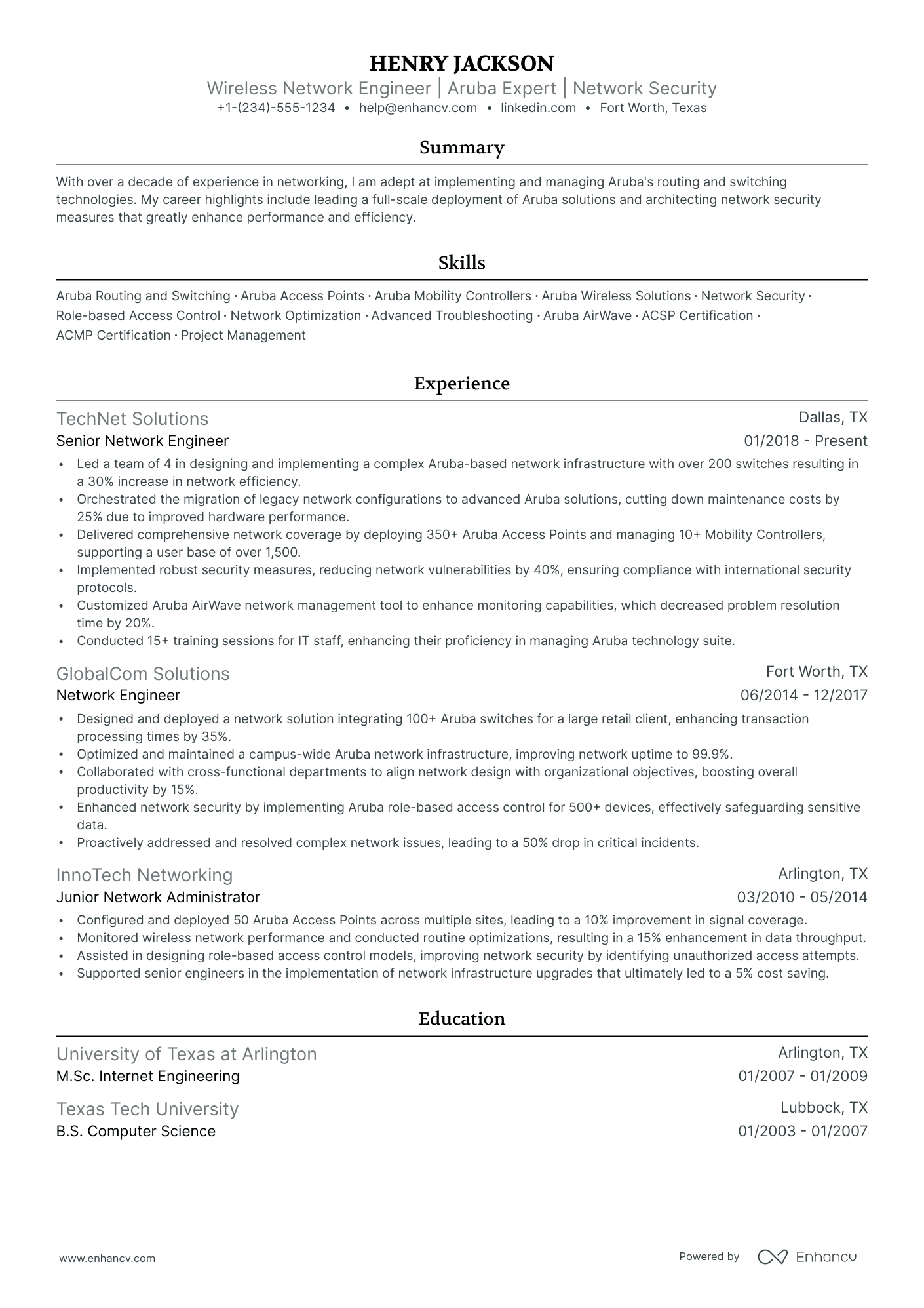 5 Wireless Network Engineer Resume Examples & Guide For 2024