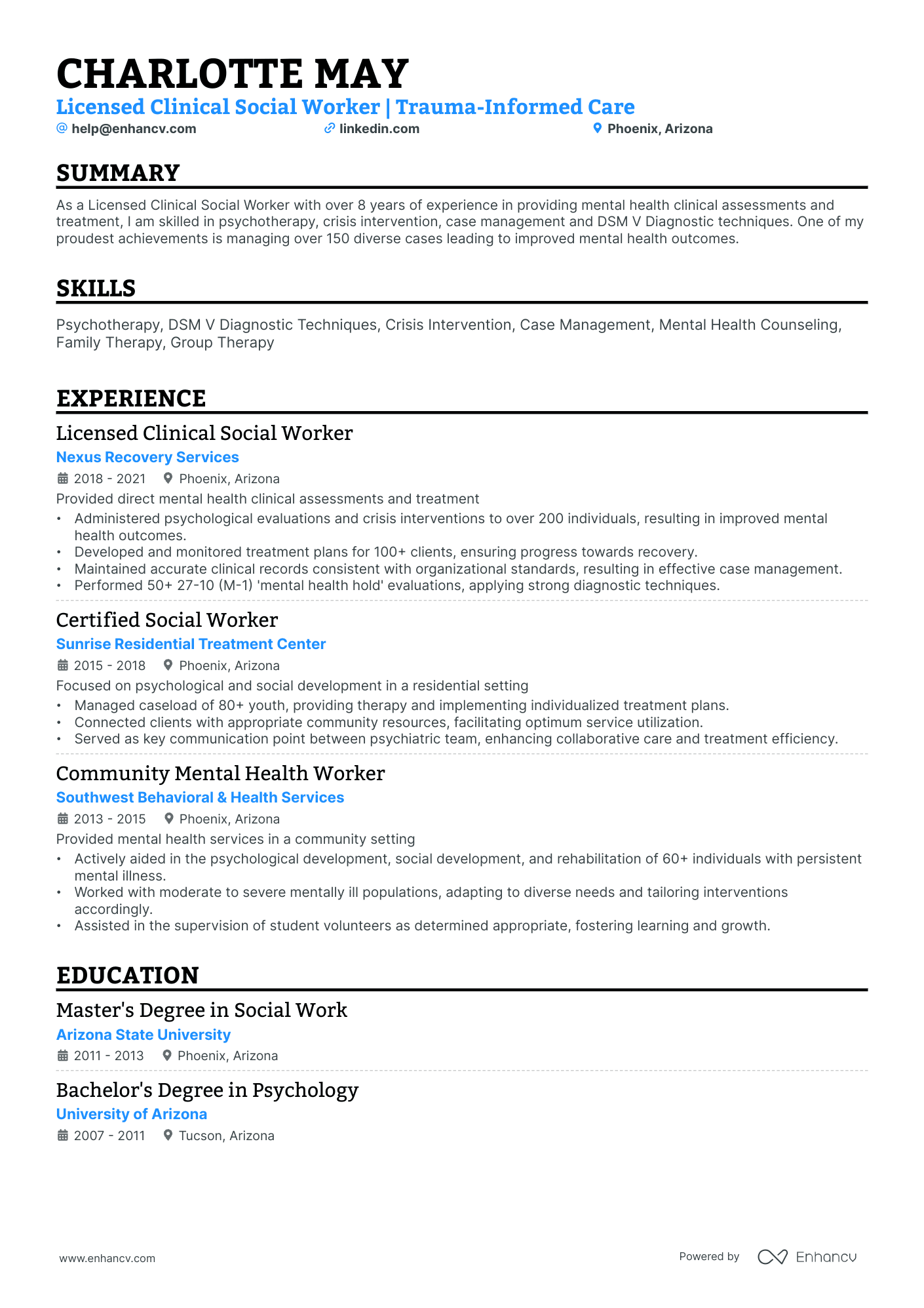10 Clinical Social Worker Resume Examples & Guide for 2026