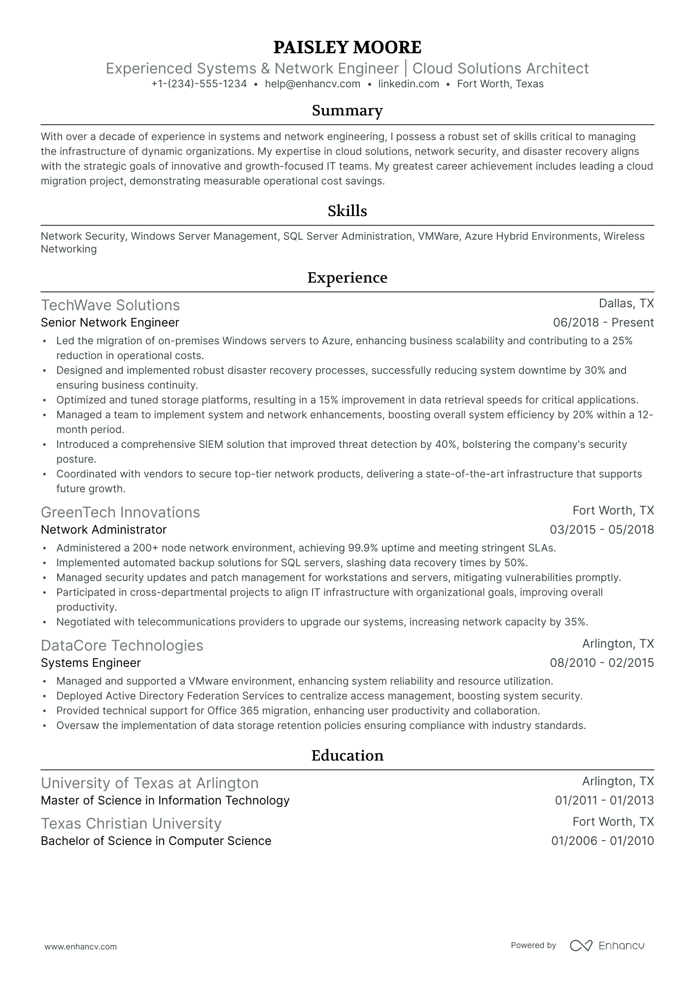 10 System And Network Engineer Resume Examples & Guide for 2026