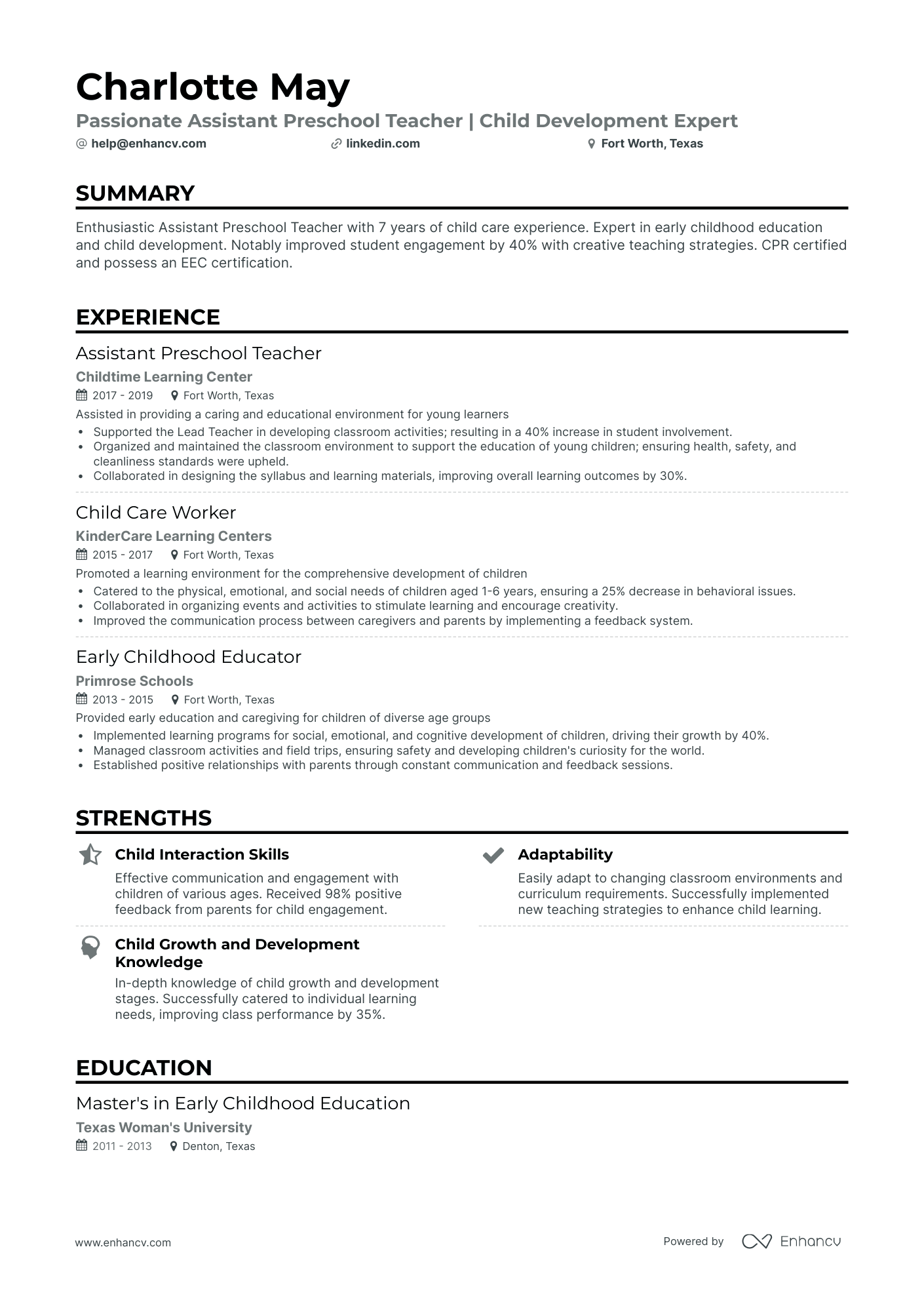 preschool teacher assistant resume skills