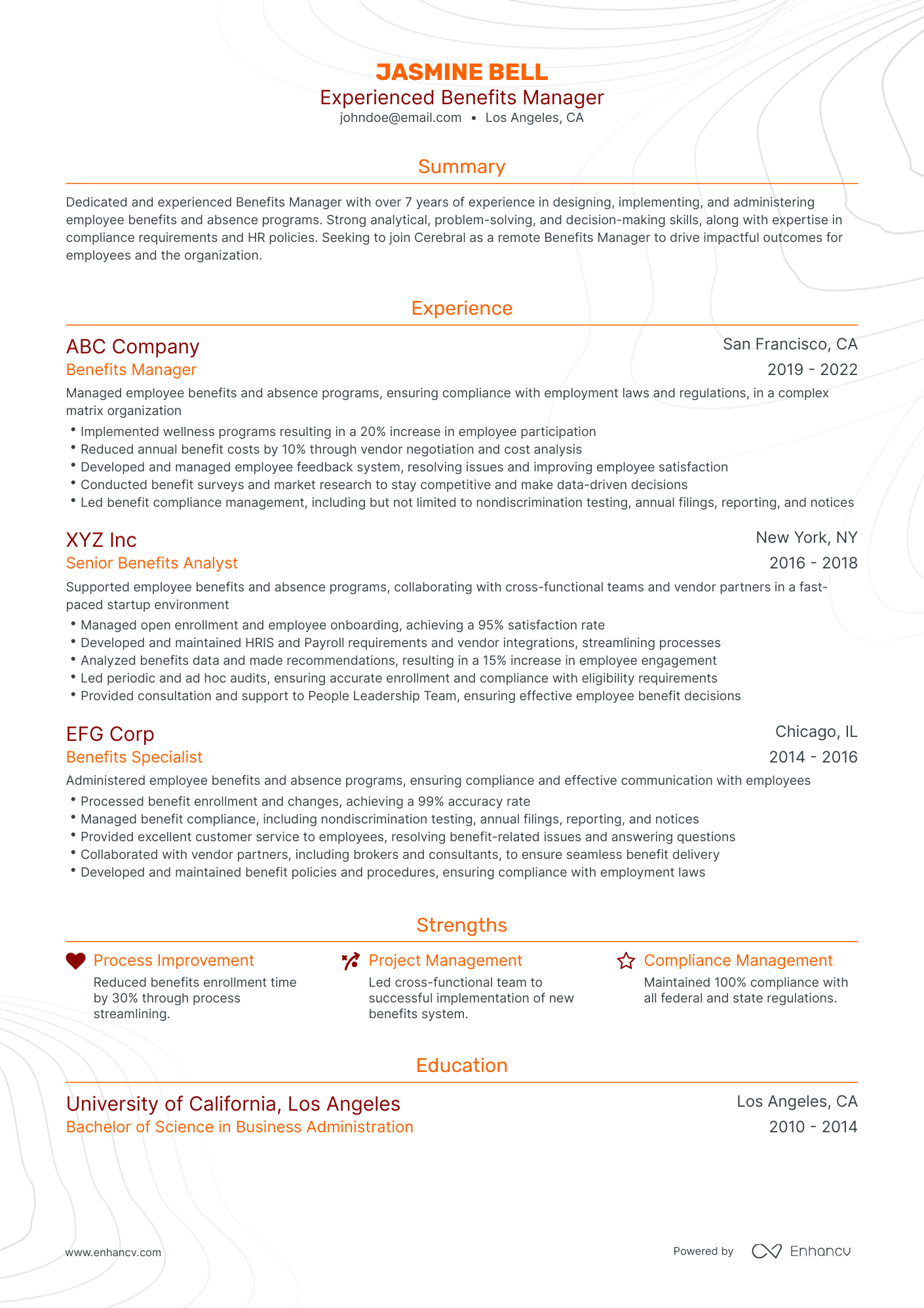 3 Benefits Manager Resume Examples & Guide for 2023