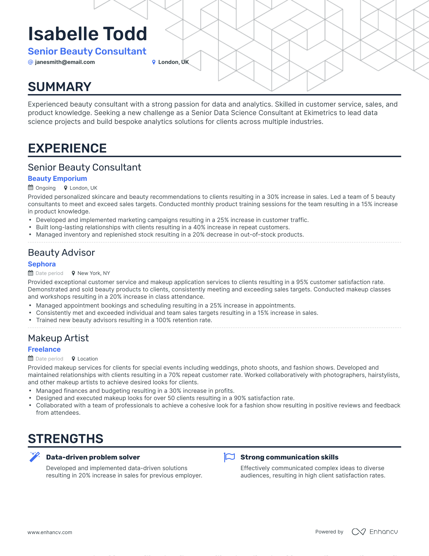 beauty consultant job description resume