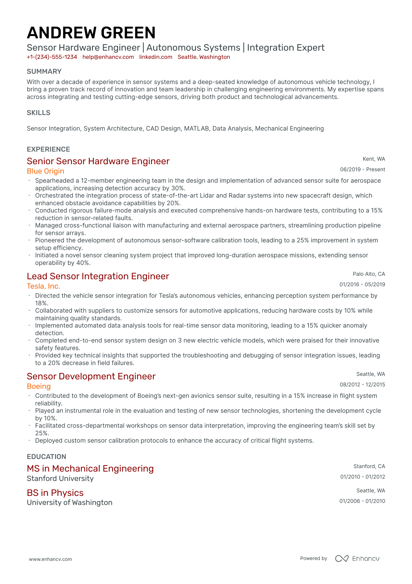 10 Hardware Engineer Resume Examples & Guide for 2025