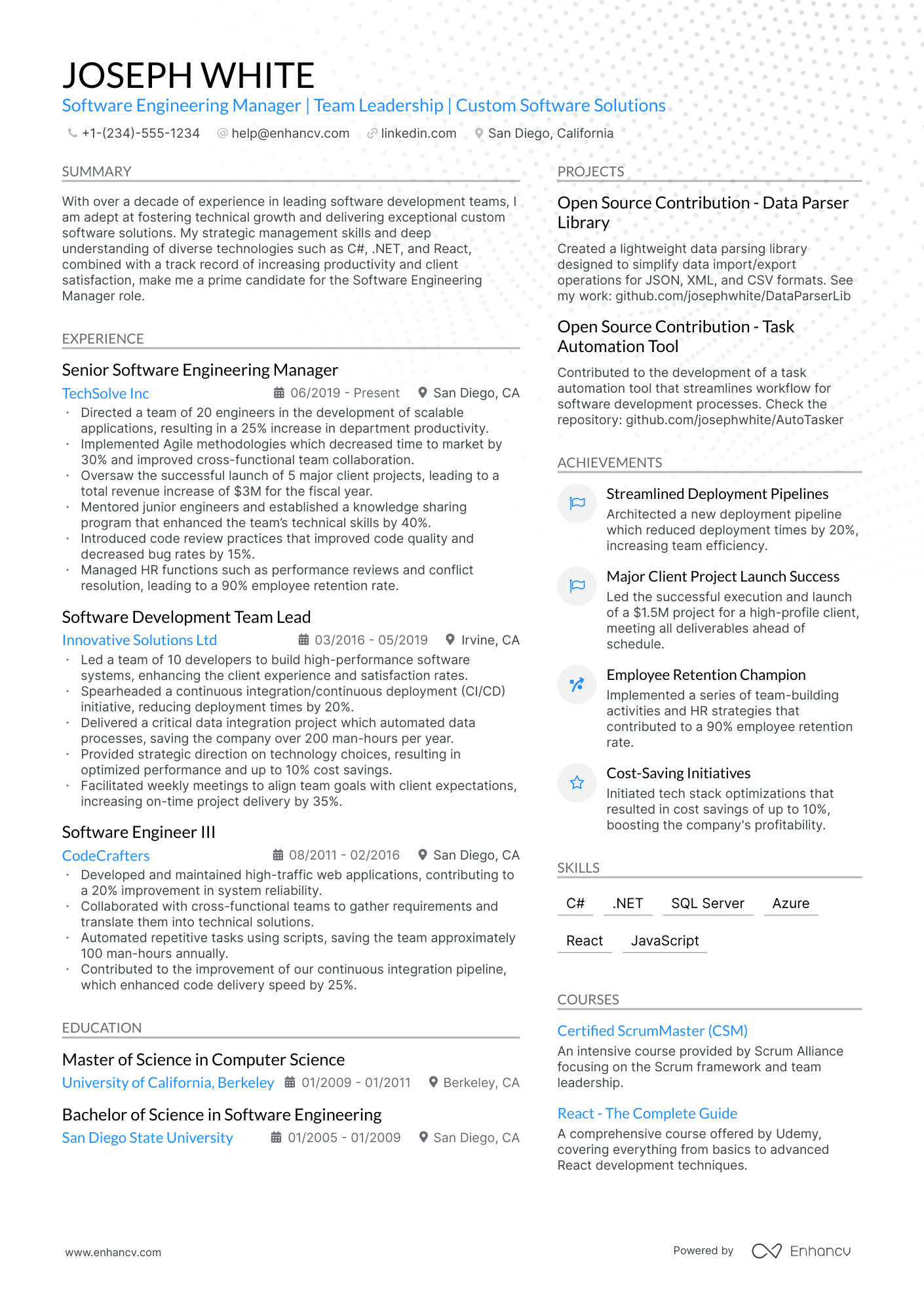 5 Software Engineering Manager Resume Examples & Guide for 2024