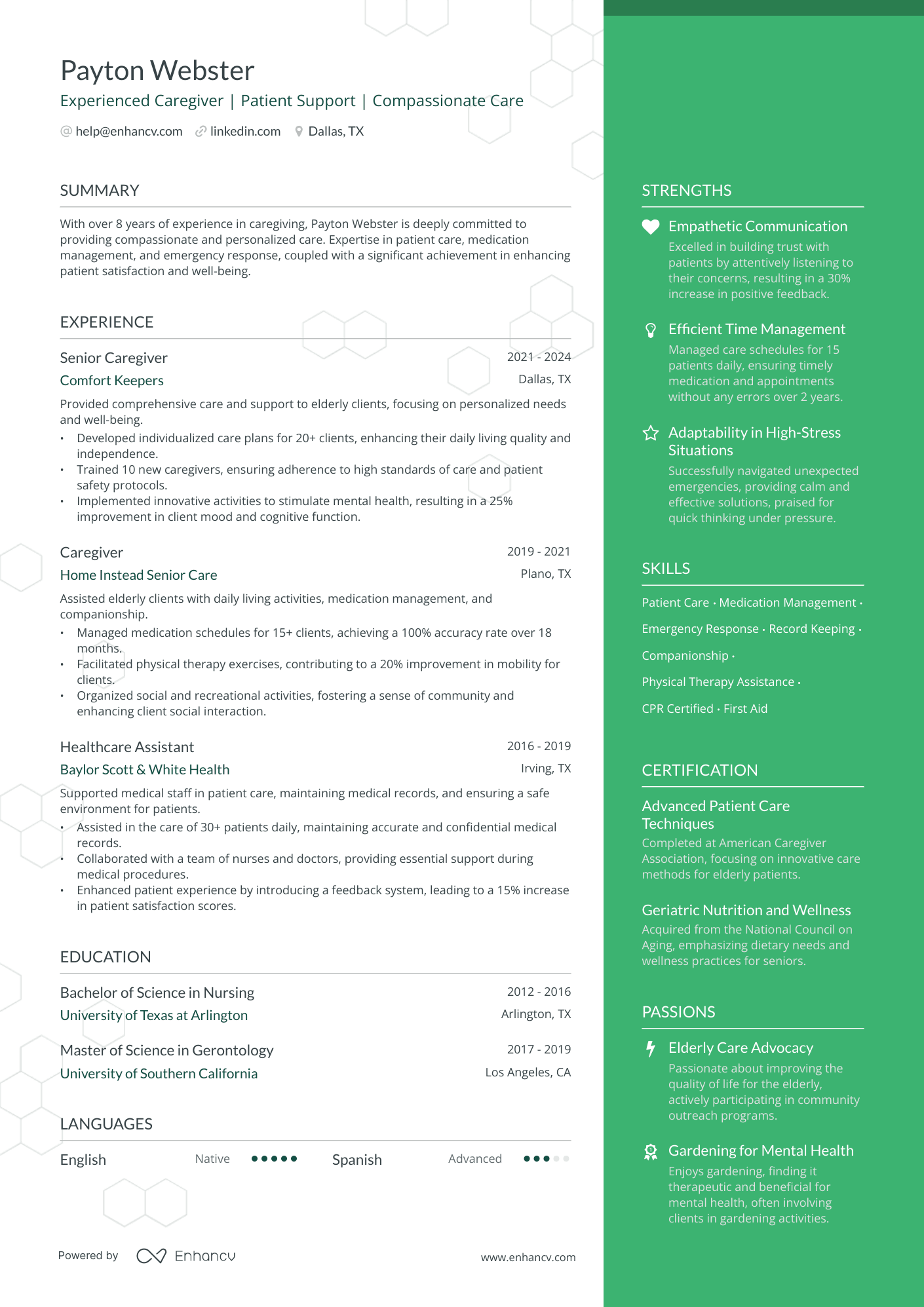 26 Caregiver Resume Examples With 10/10 Score in 2026