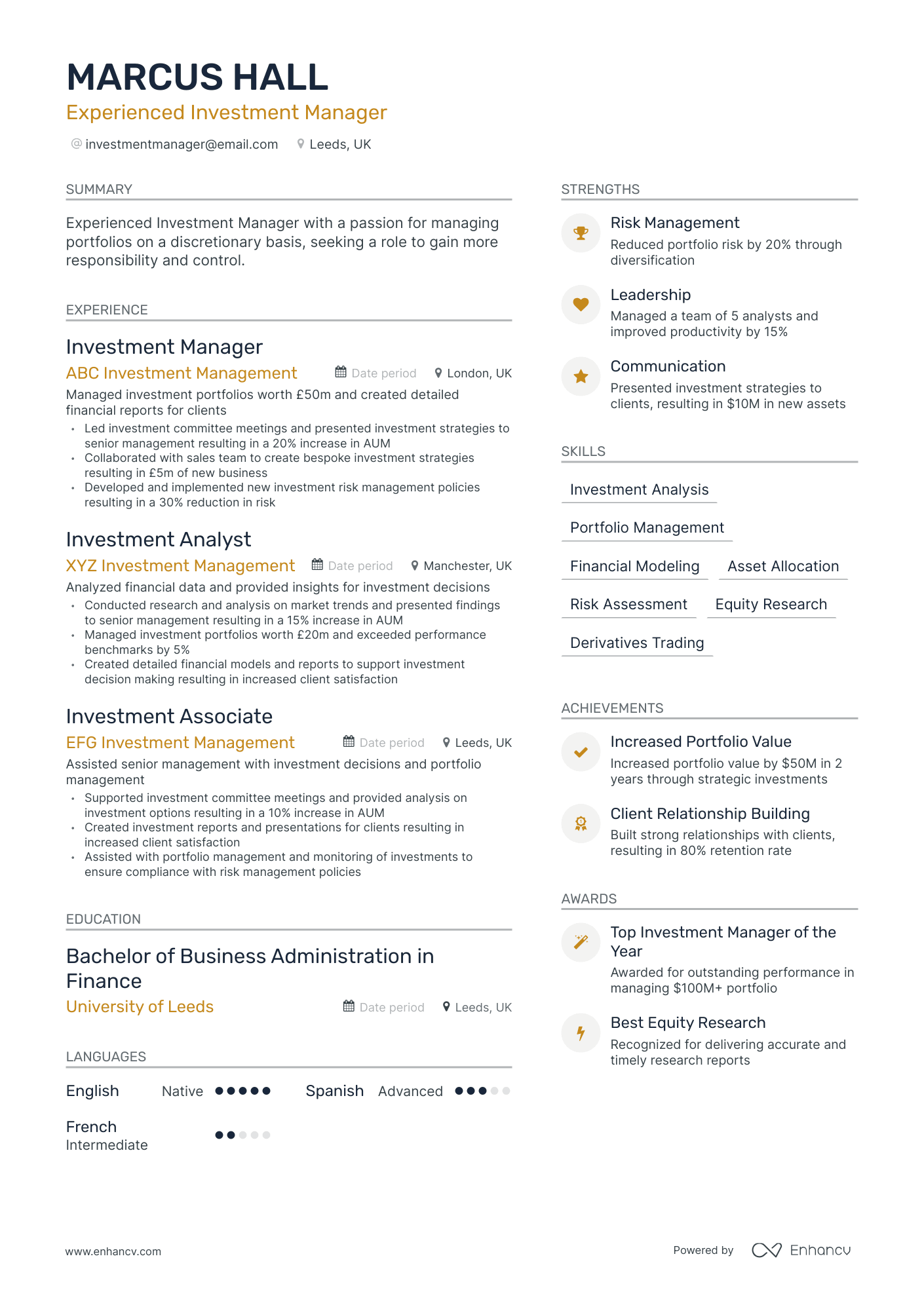 8 Investment Manager Resume Examples & Guide for 2023