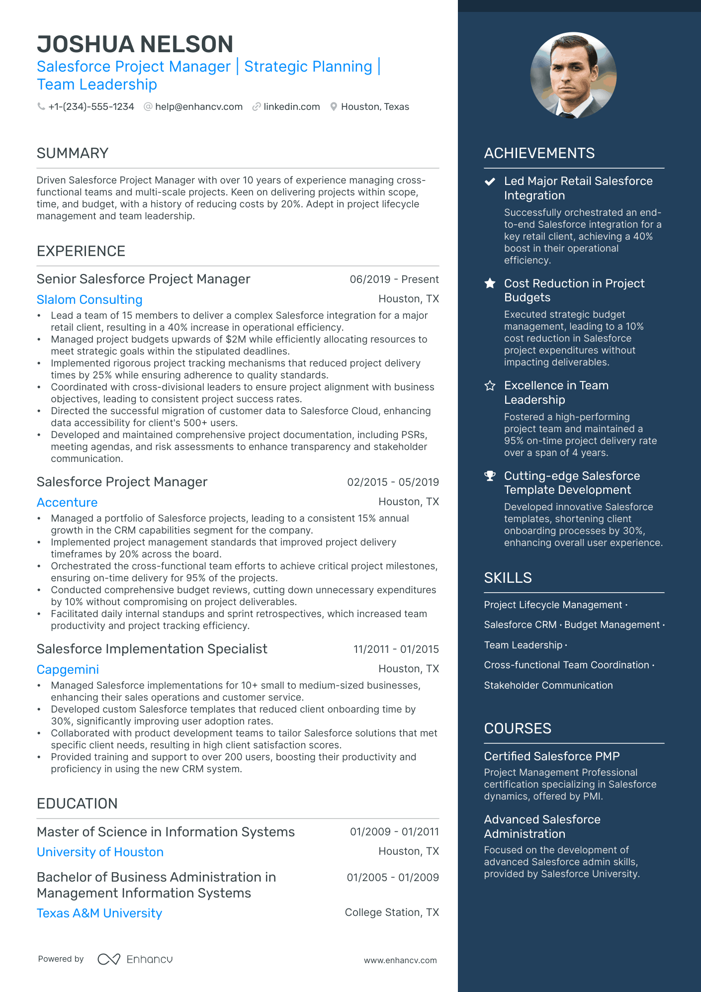 5 Salesforce Project Manager Resume Examples & Guide for 2024