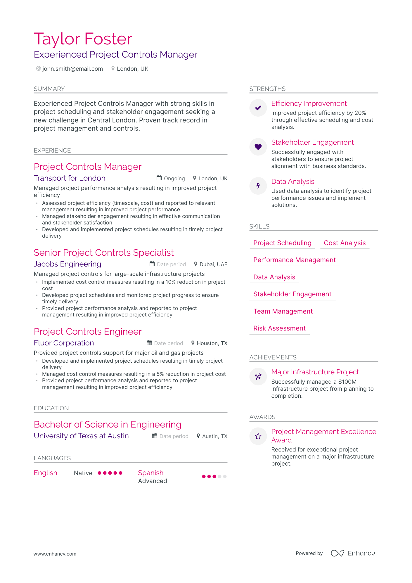 5 Project Controls Manager Resume Examples & Guide for 2023