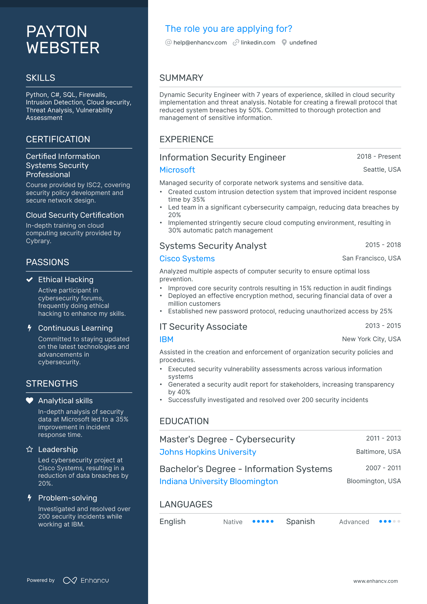 10 Information Security Engineer Resume Examples & Guide for 2026