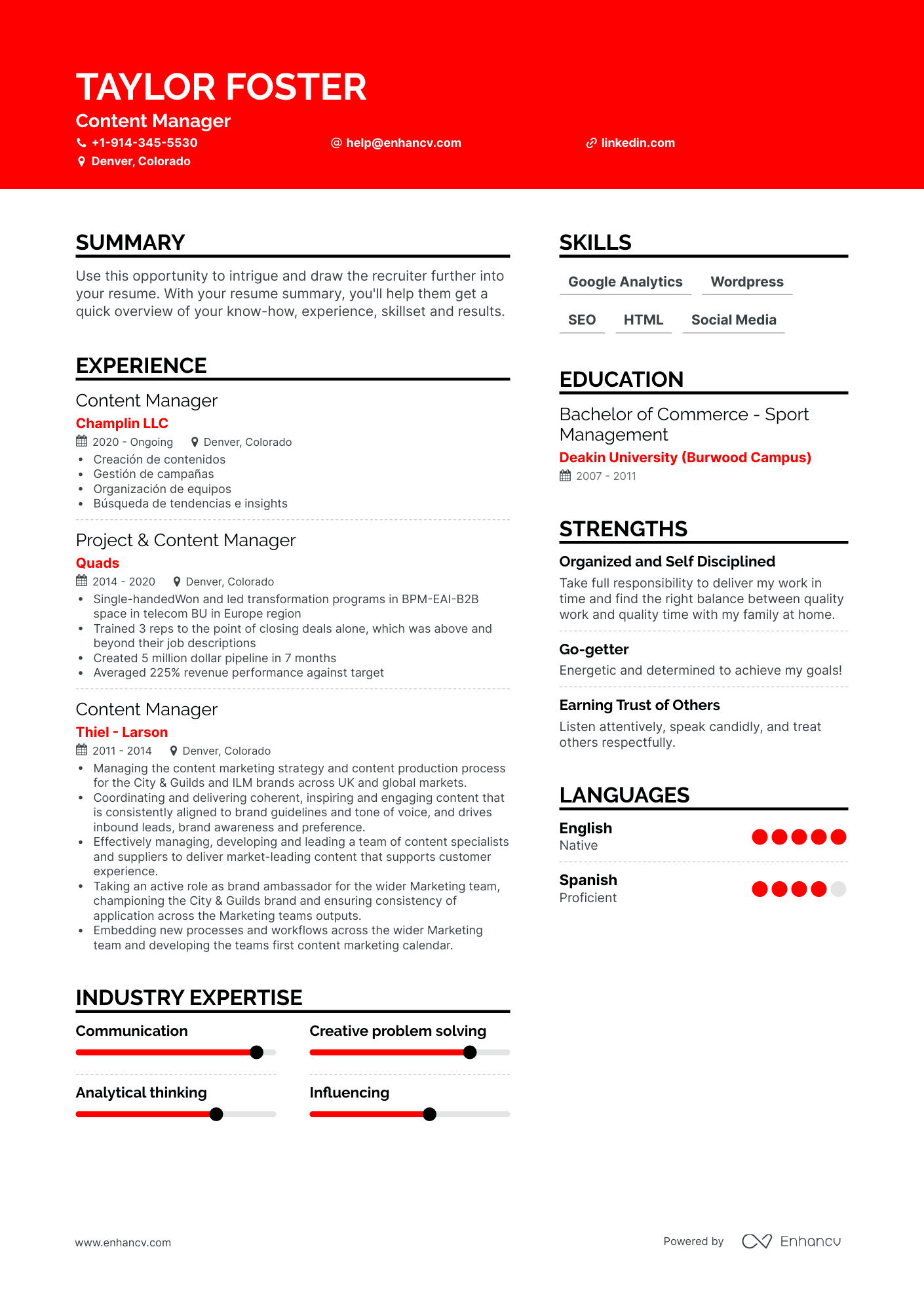 Content Manager Resume Examples & Guide for 2023 (Layout, Skills ...