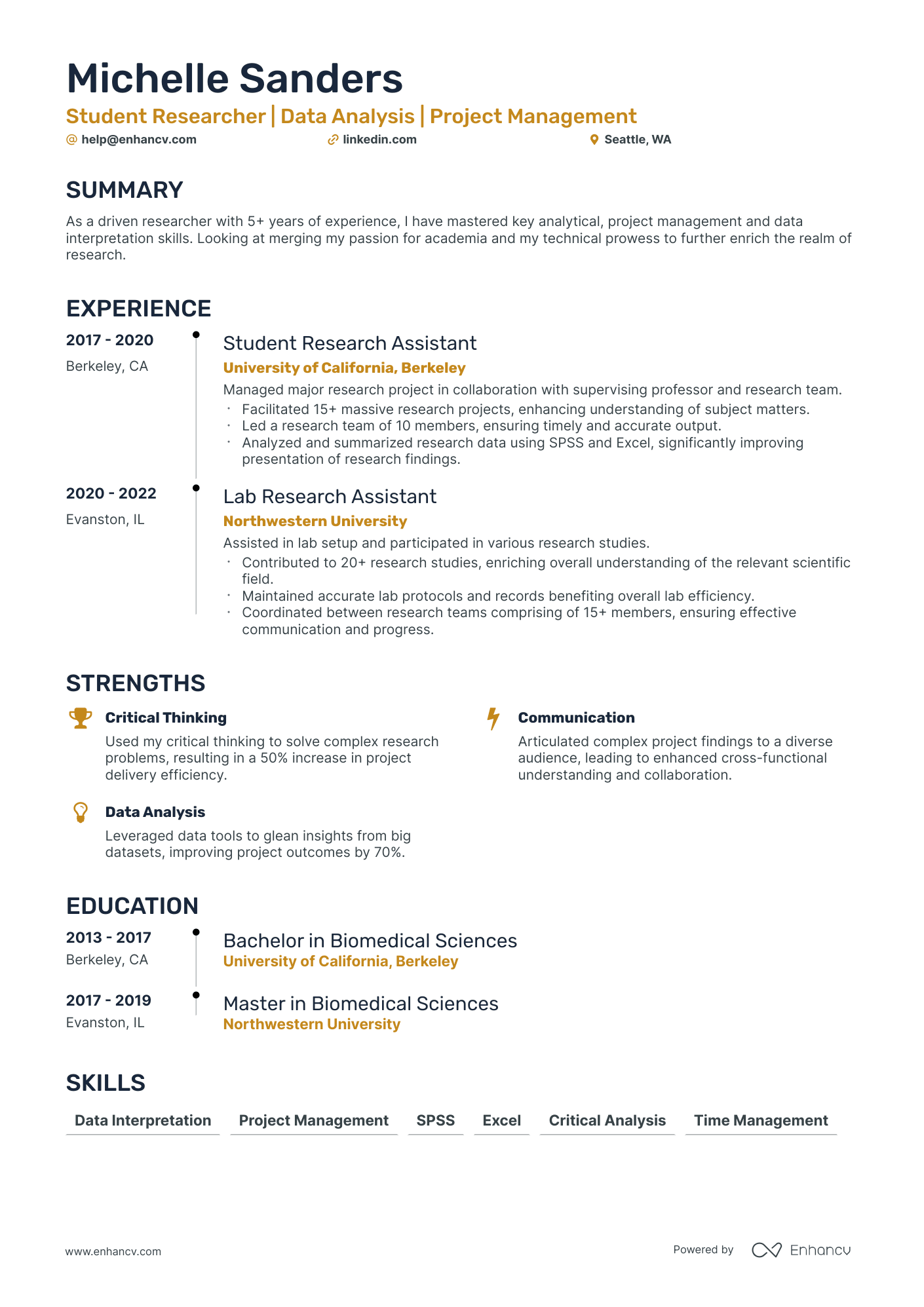 5 Student Researcher Resume Examples & Guide For 2024