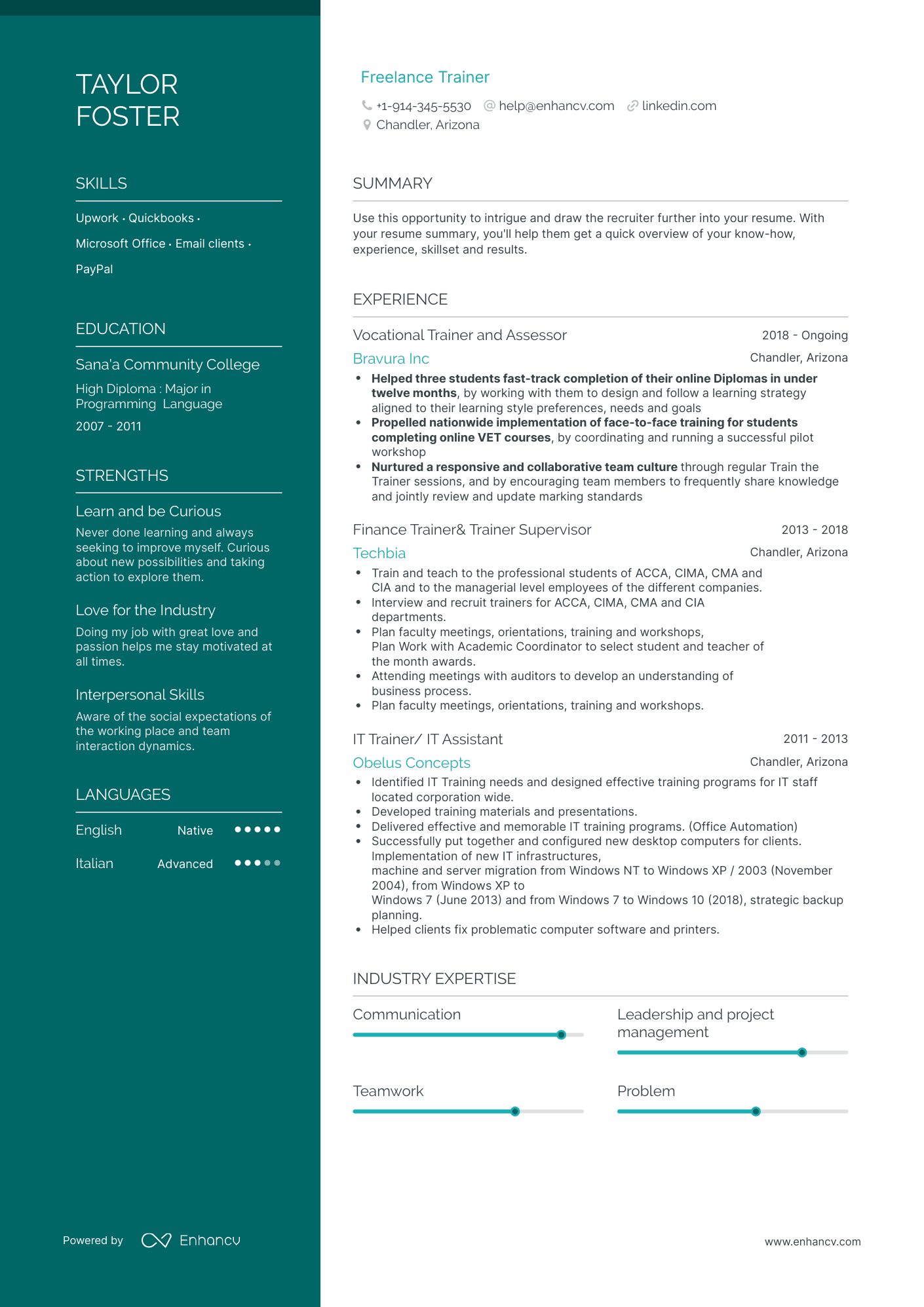 Freelance Trainer Resume Examples & Guide for 2023 (Layout, Skills ...