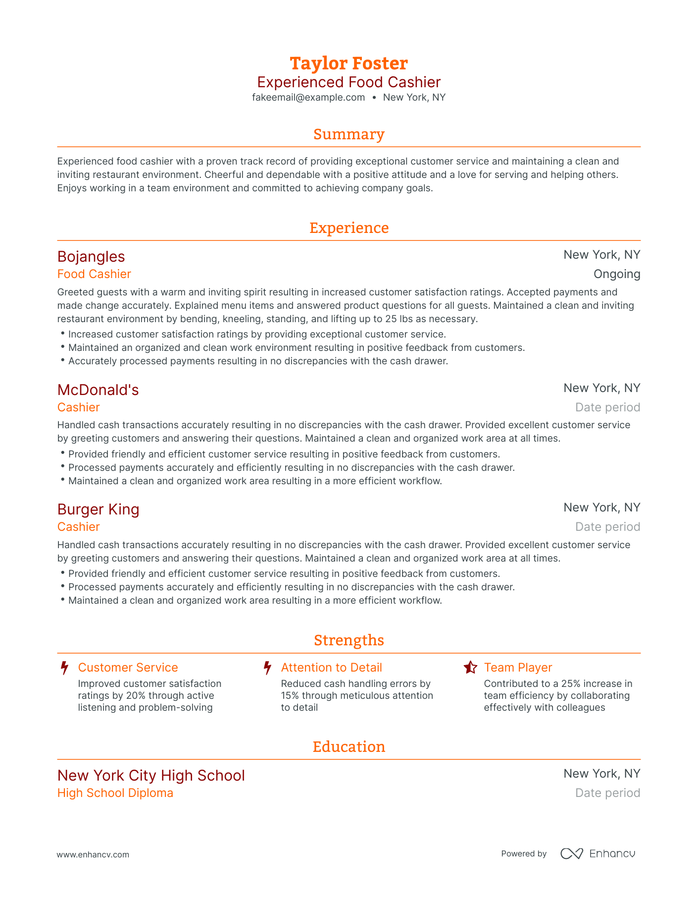 5 Food Cashier Resume Examples & Guide for 2023