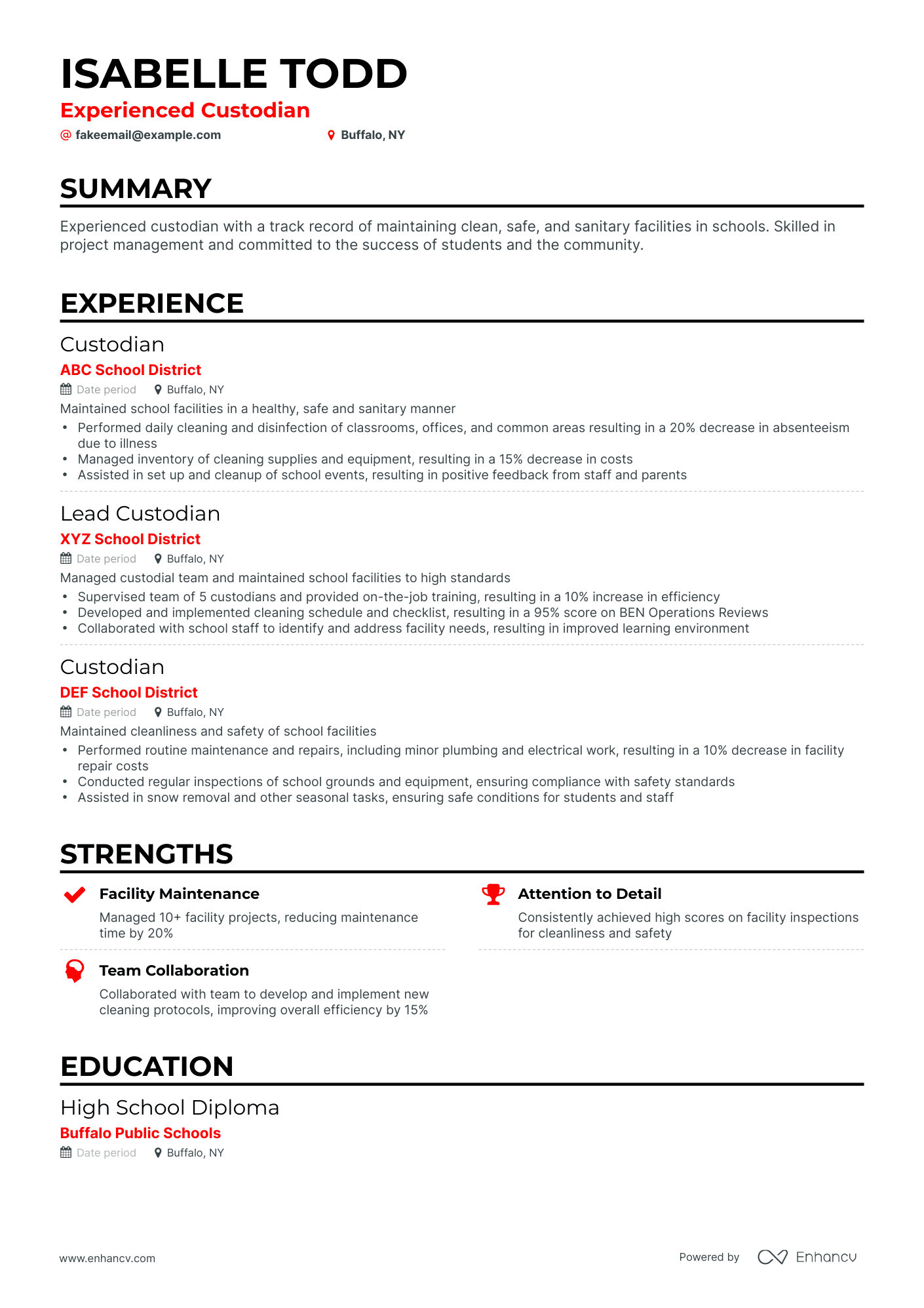 5 Custodian Resume Examples & Guide for 2024