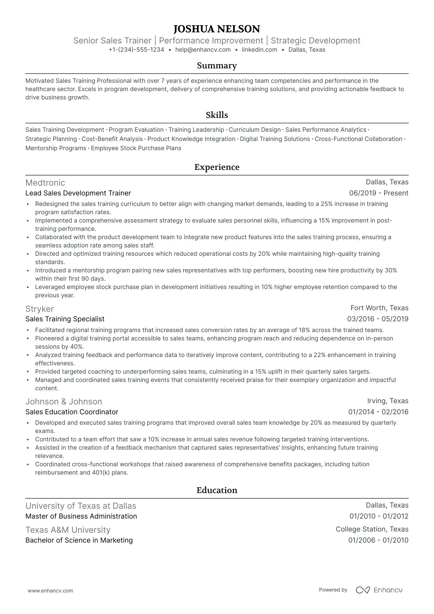 5 Sales Trainer Resume Examples & Guide for 2024