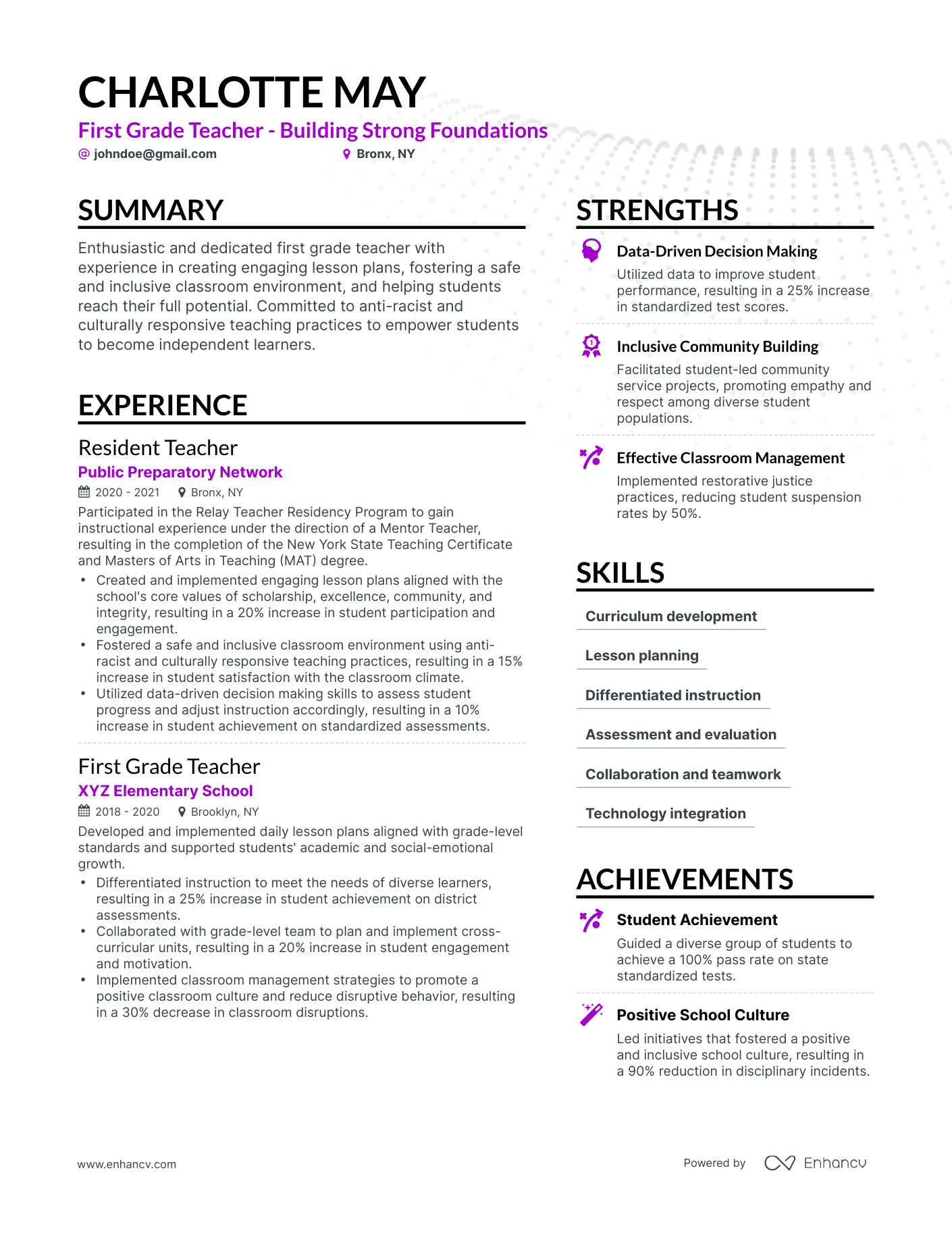 first grade teacher job description resume