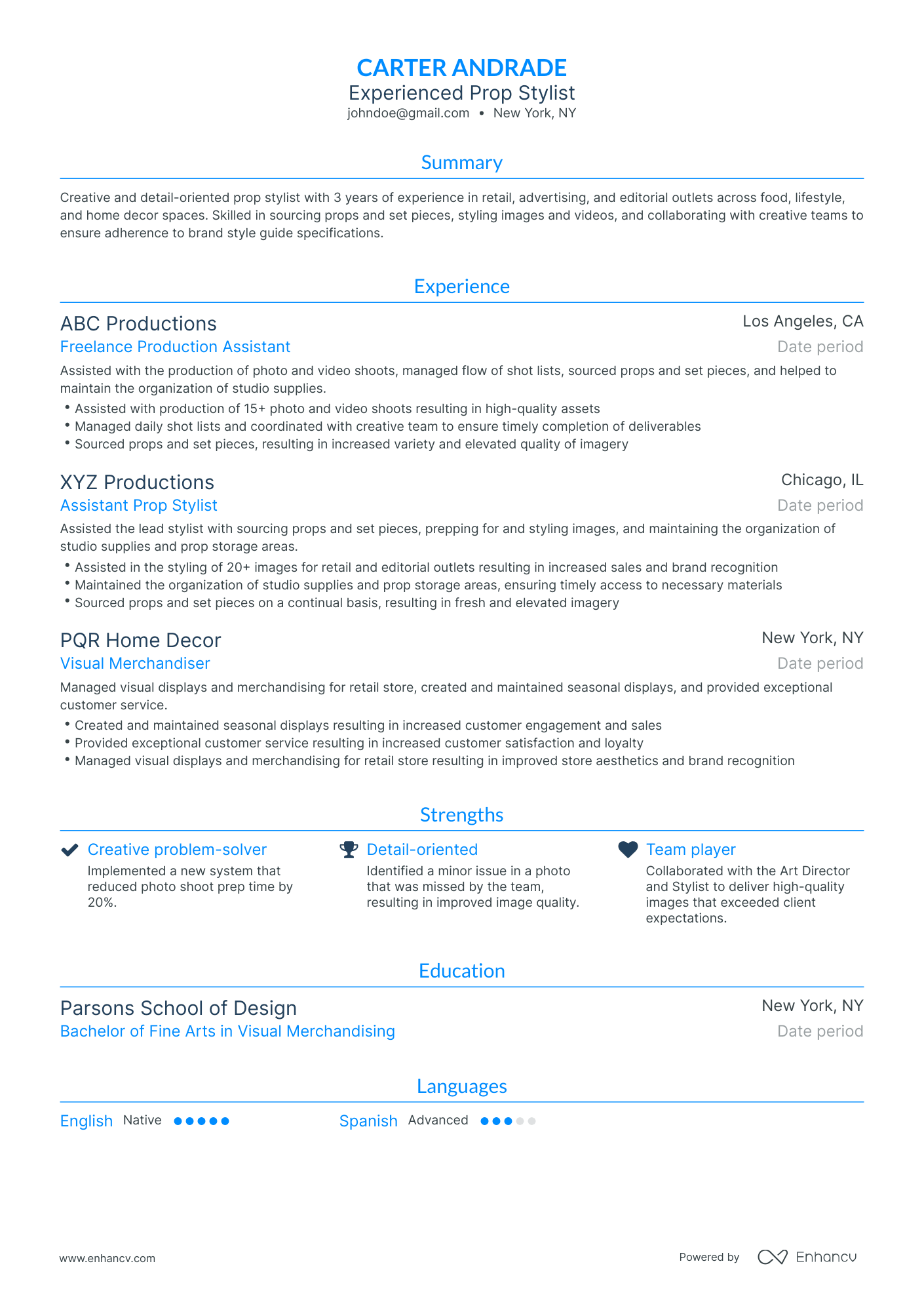 5 Freelance Production Assistant Resume Examples & Guide for 2024