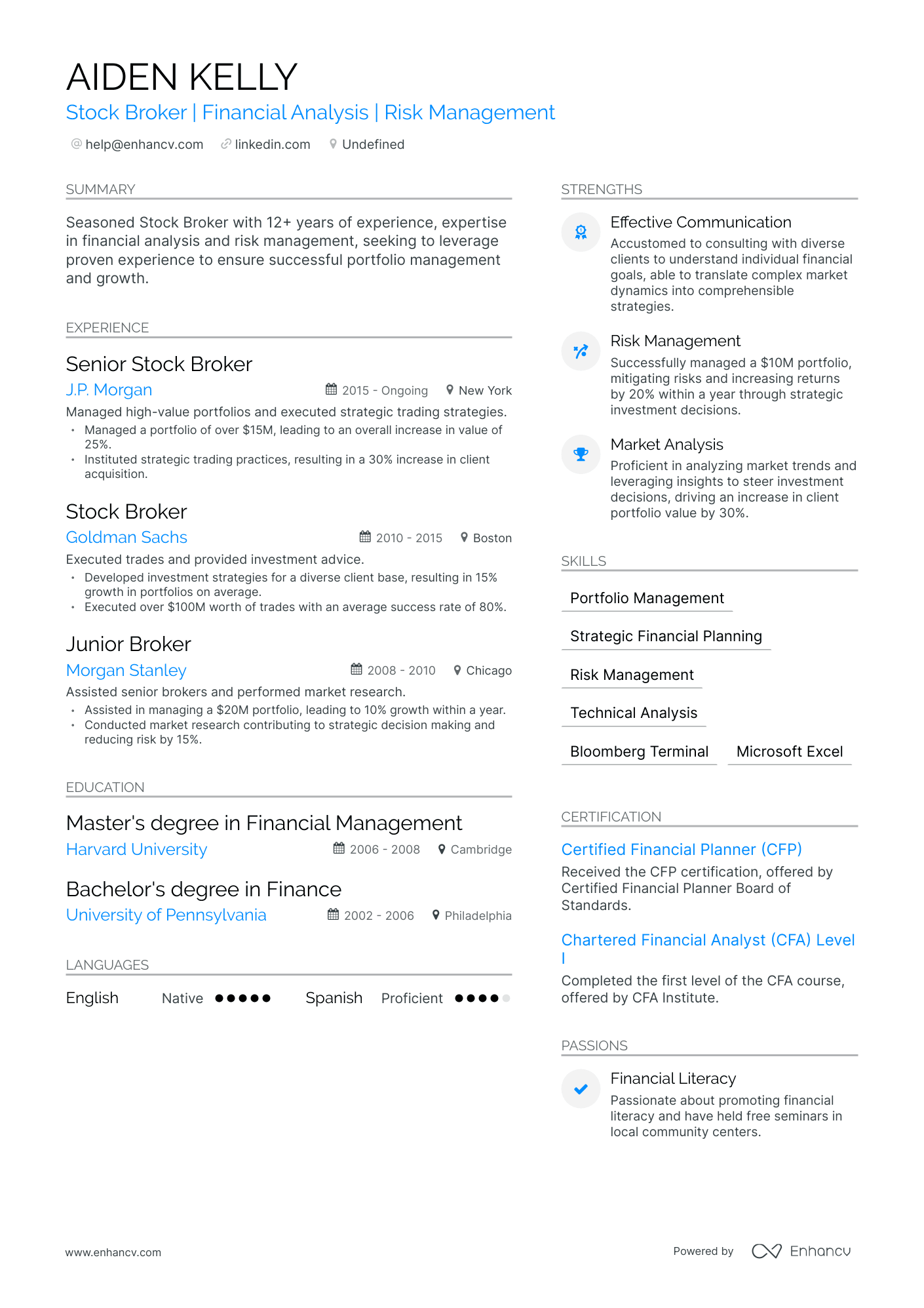 5 Stock Broker Resume Examples & Guide for 2024