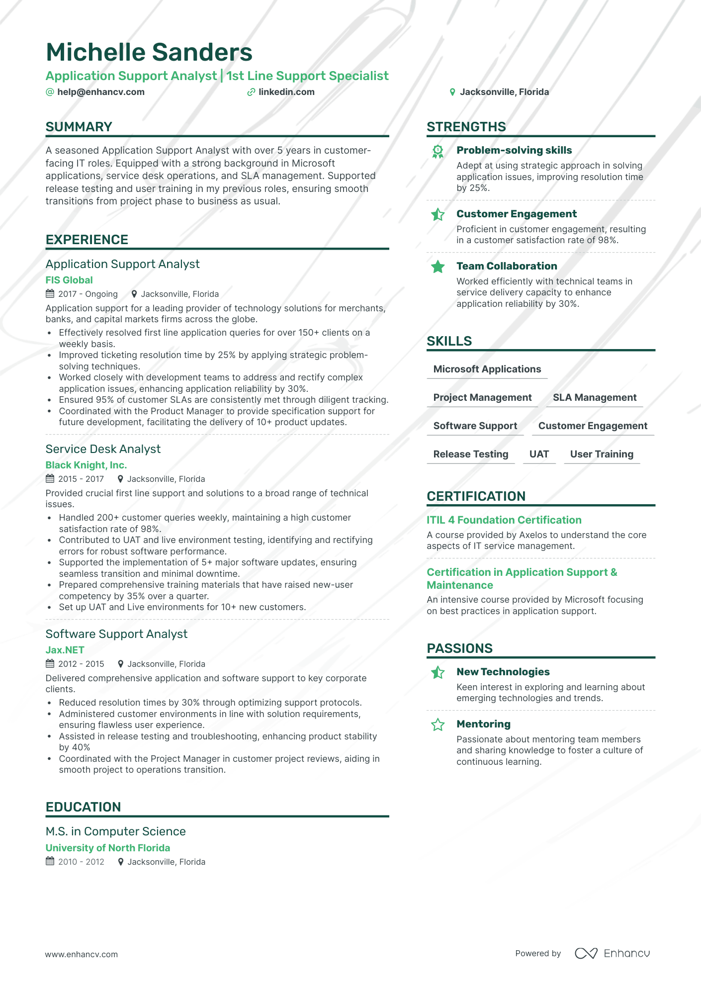 application support analyst resume objective