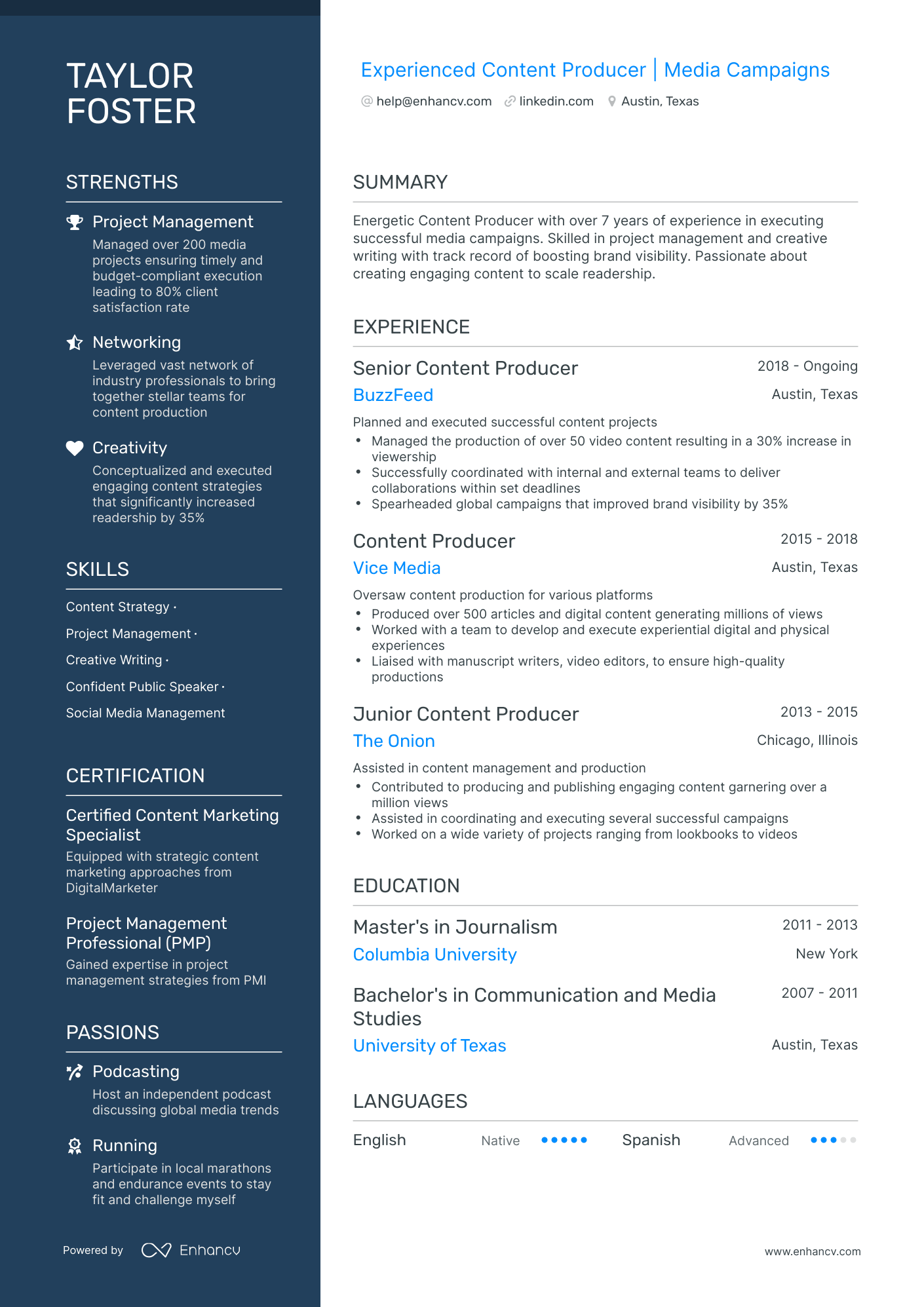 creative producer resume