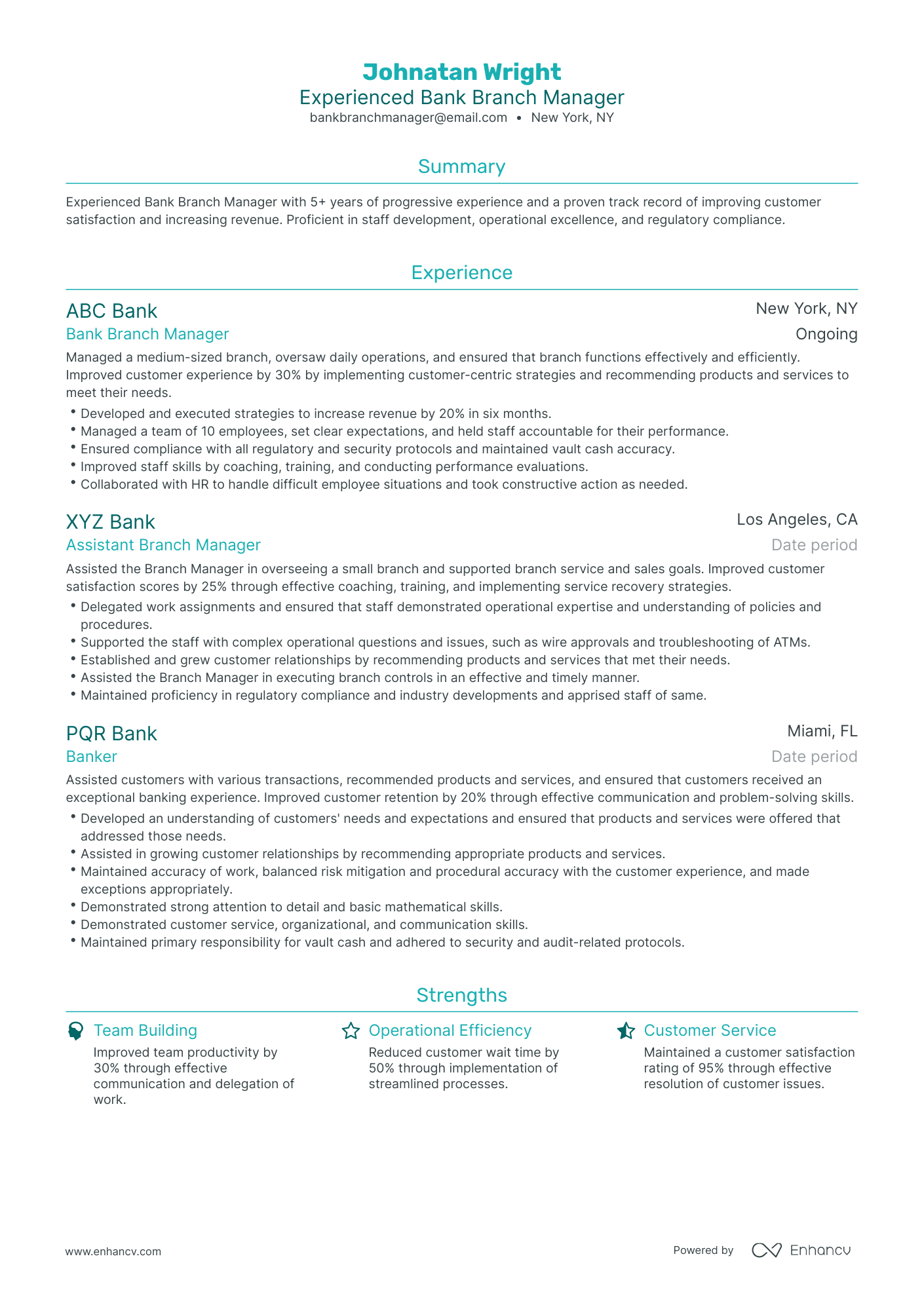 5 Bank Branch Manager Resume Examples And Guide For 2023