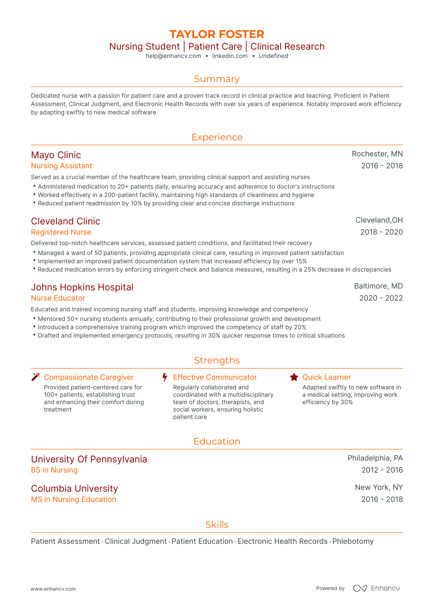 help with writing clinical experience and skills on resume