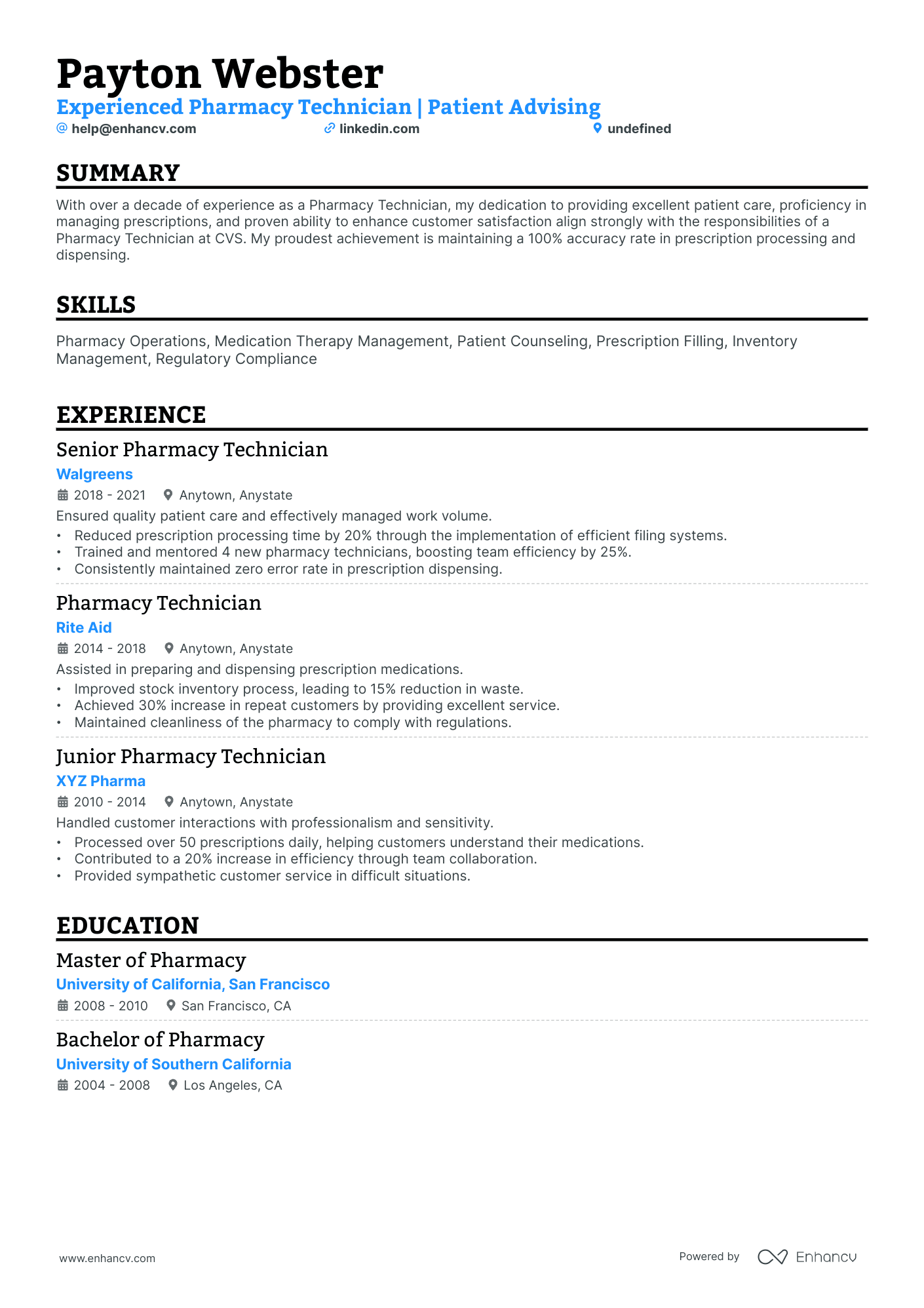 10 CVS Pharmacy Technician Resume Examples, Templates & Guide for 2026