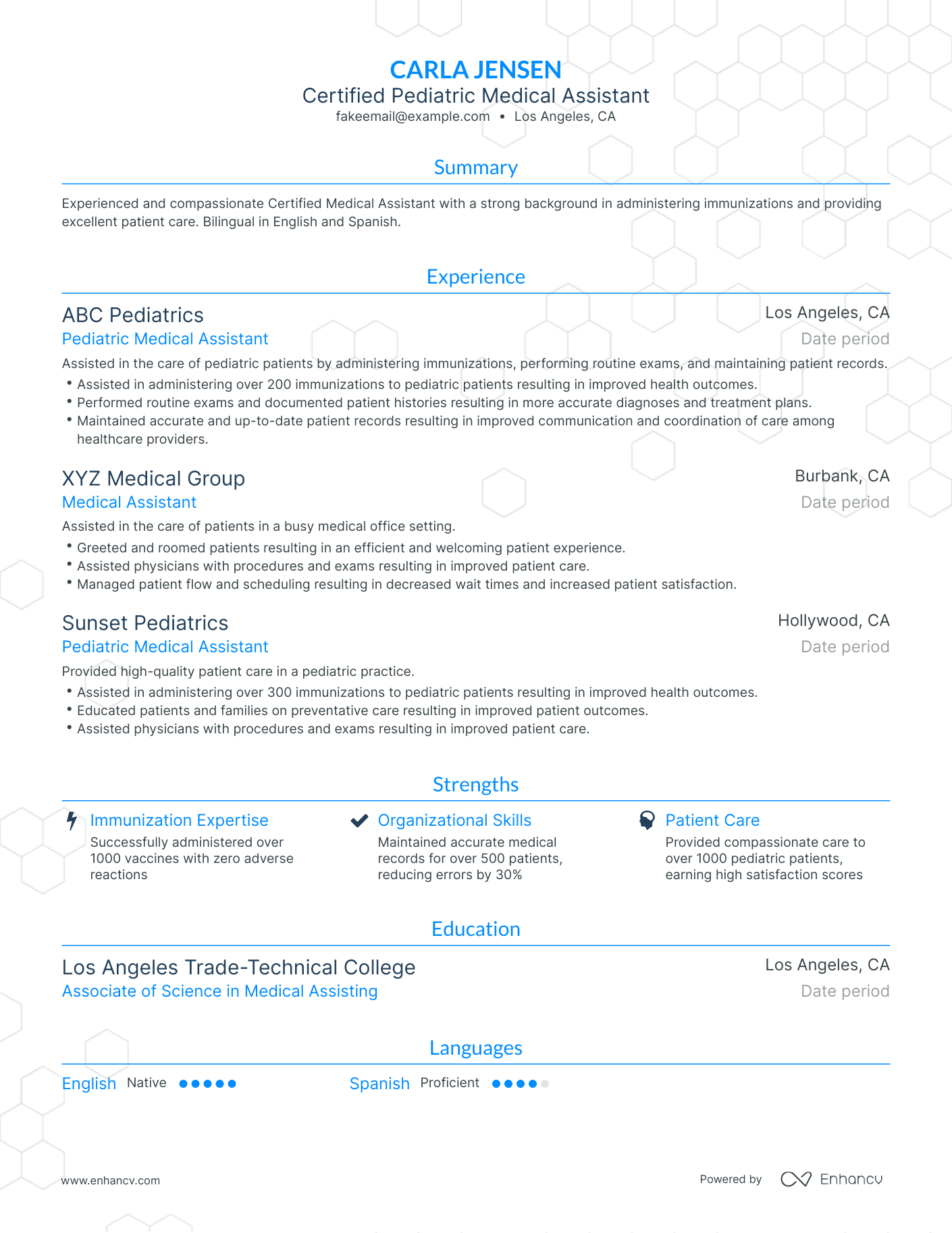 medical assistant in pediatric responsibilities resume