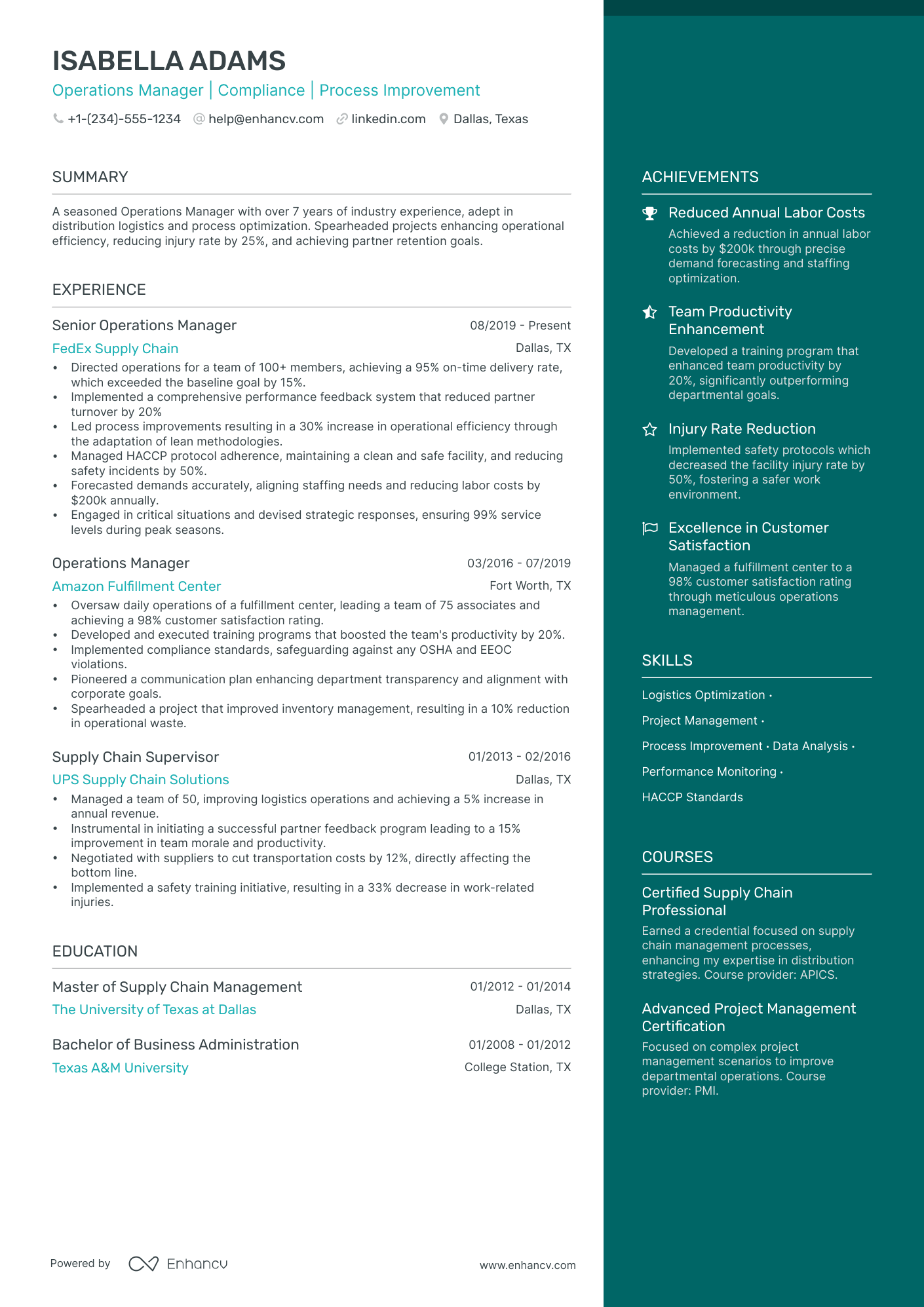 5 Transportation Operations Manager Resume Examples & Guide for 2024