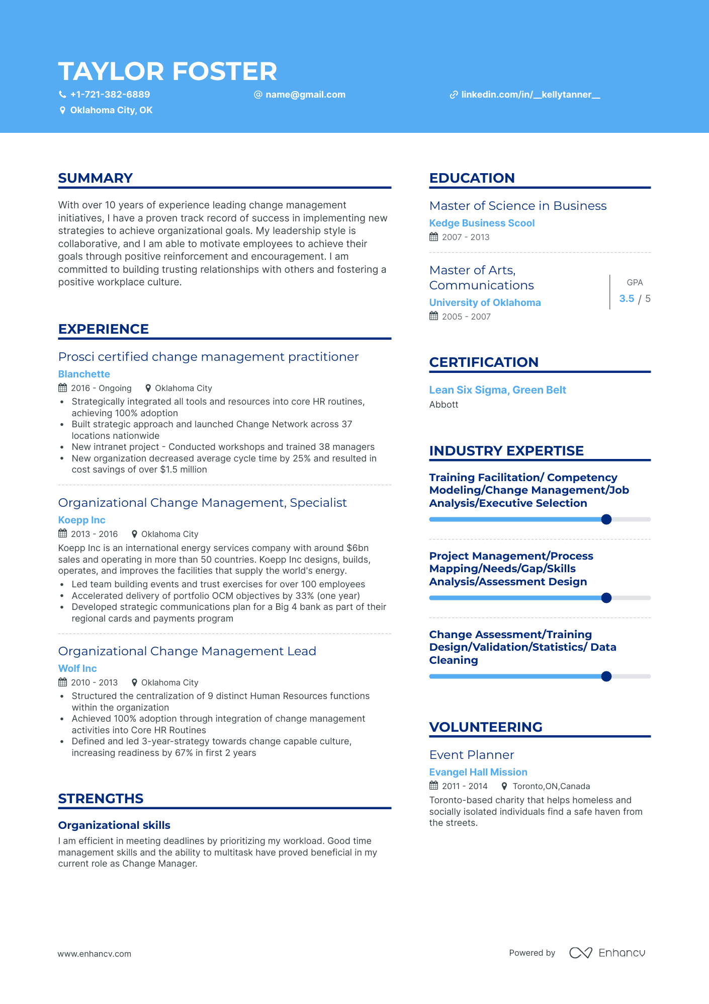 5 Change Management Resume Examples & Guide For 2023