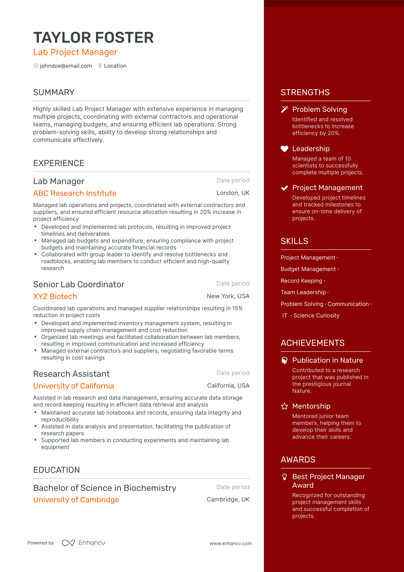 5 Lab Manager Resume Examples & Guide for 2024