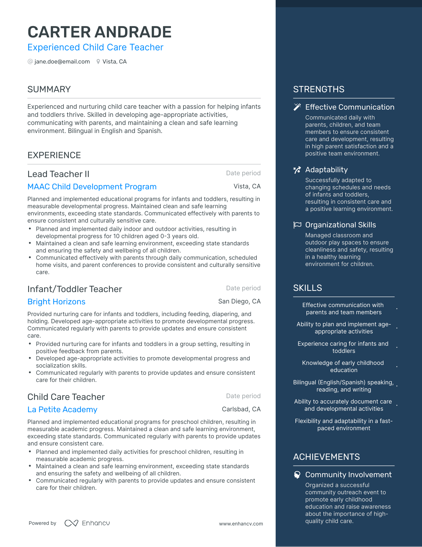 how to make resume for childcare job