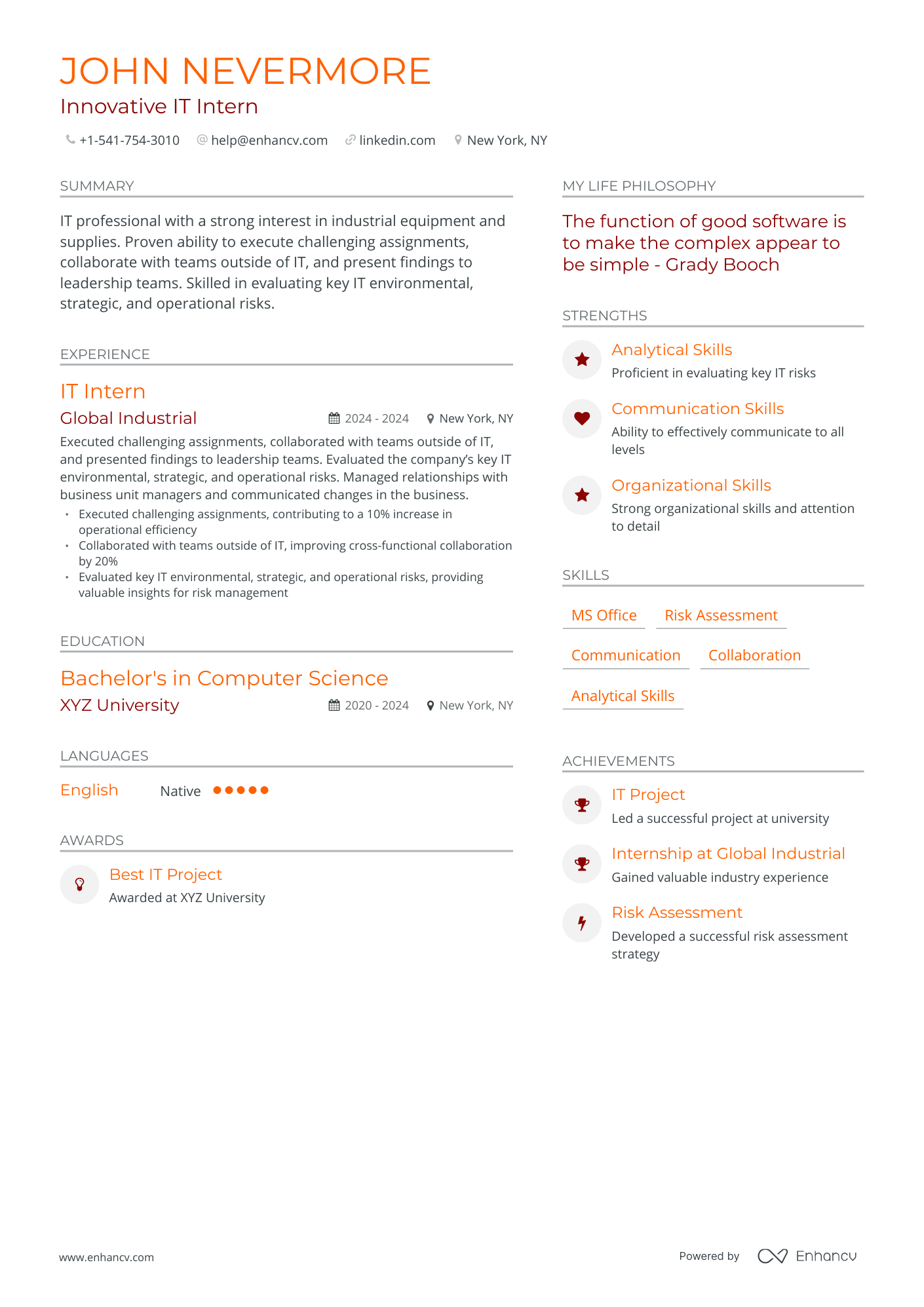 5 IT Intern Resume Examples & Guide for 2024