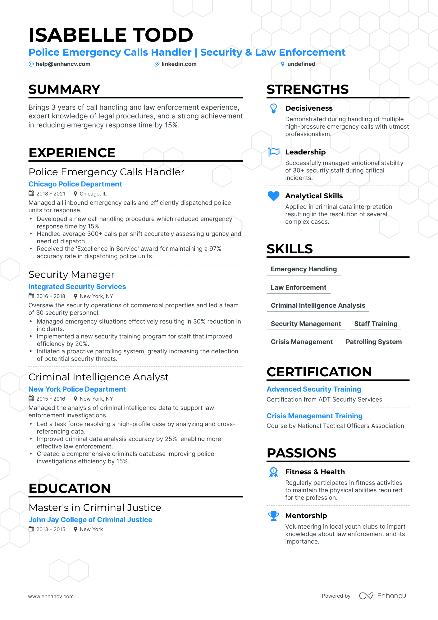 objective to put on a resume for police officer