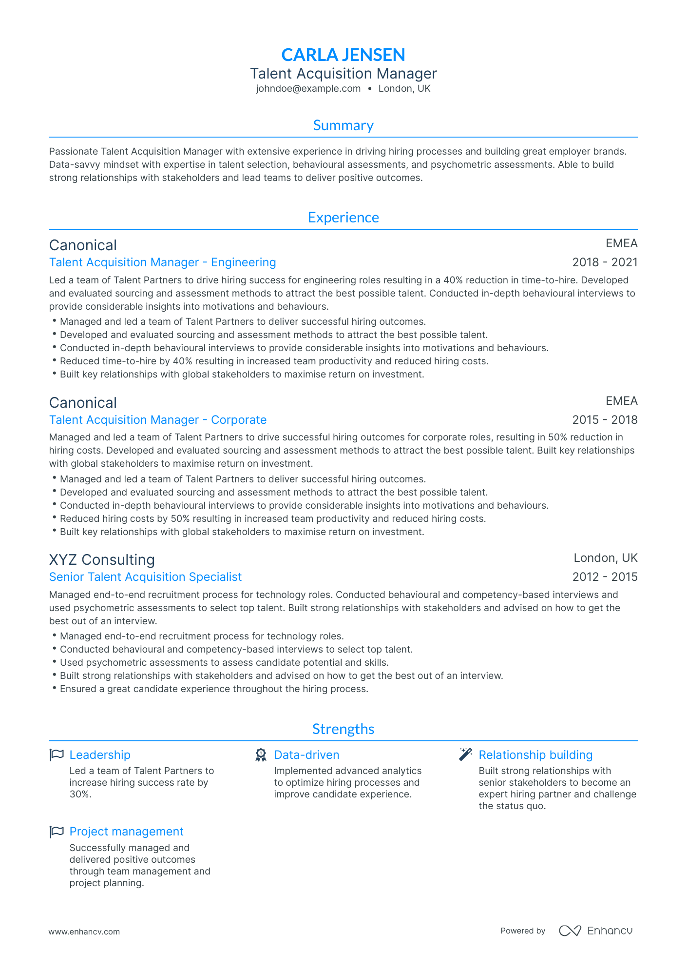 5 Talent Acquisition Manager Resume Examples & Guide for 2024