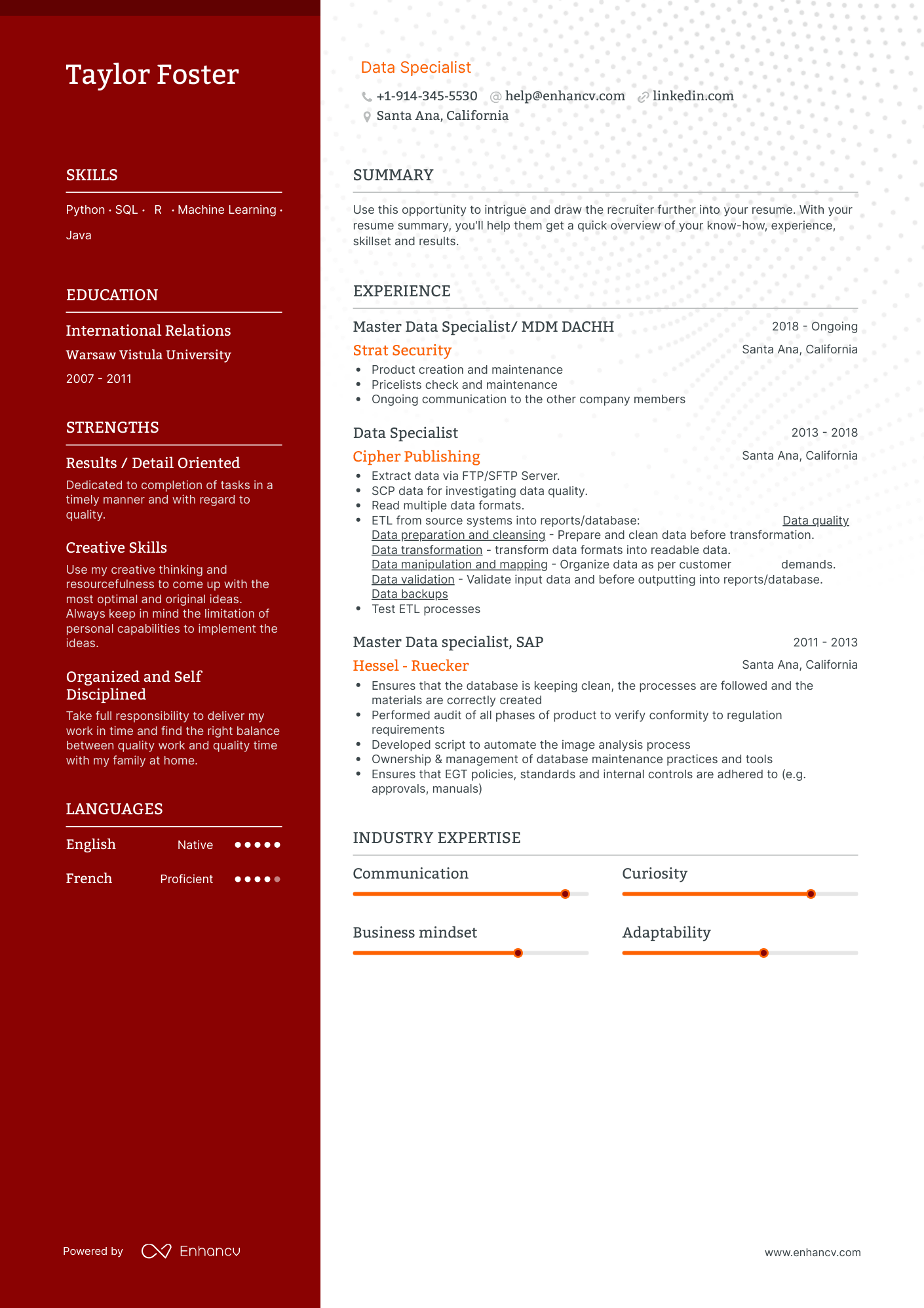 Data Specialist Resume Examples & Guide for 2023 (Layout, Skills ...