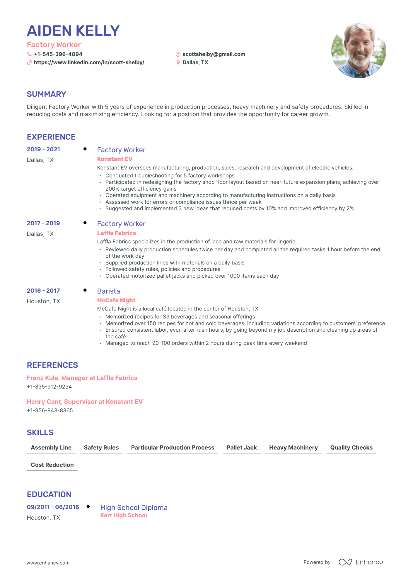 Factory Worker Resume Examples & Guide For 2023 (layout, Skills 