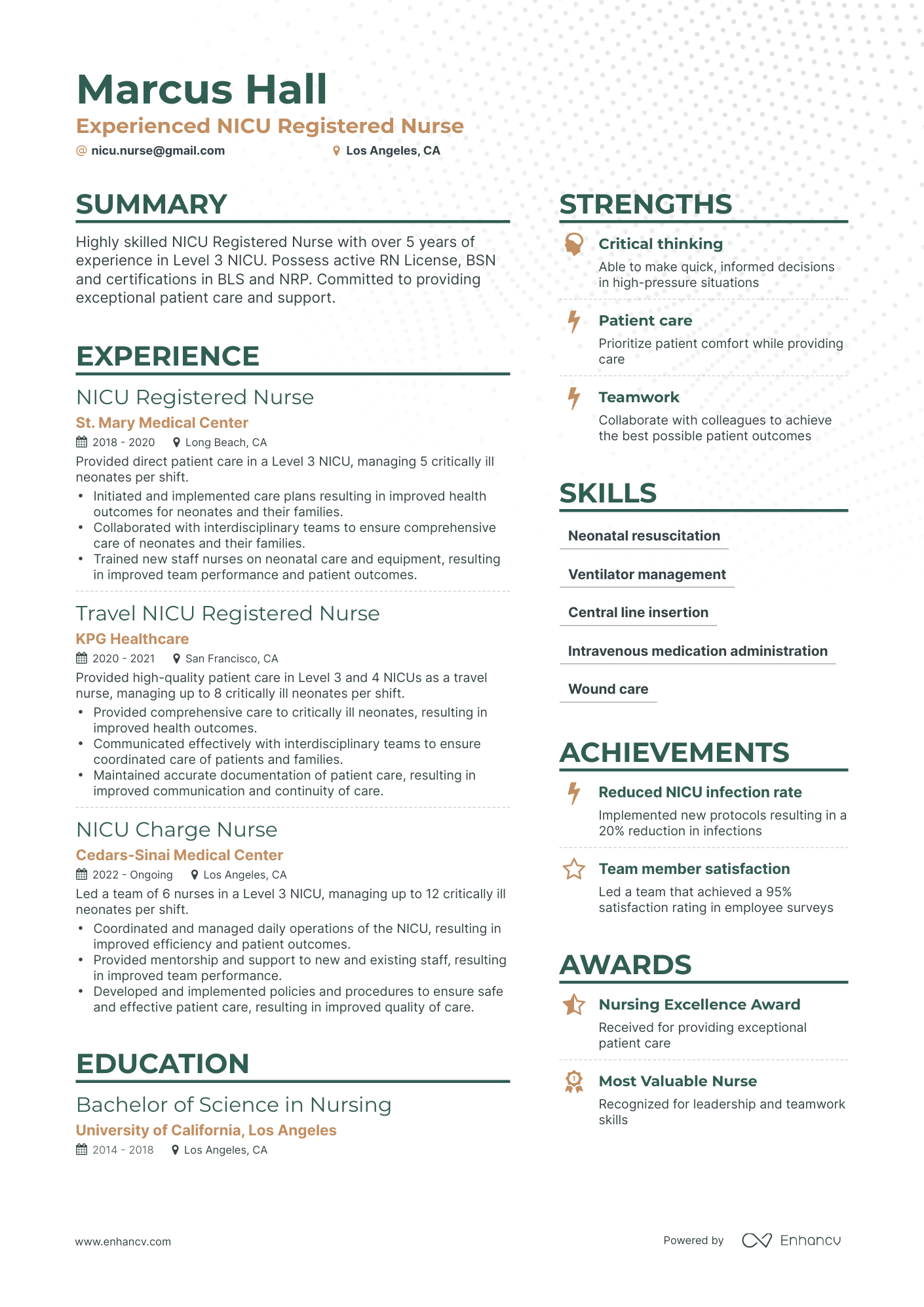 resume sample for nicu nurse