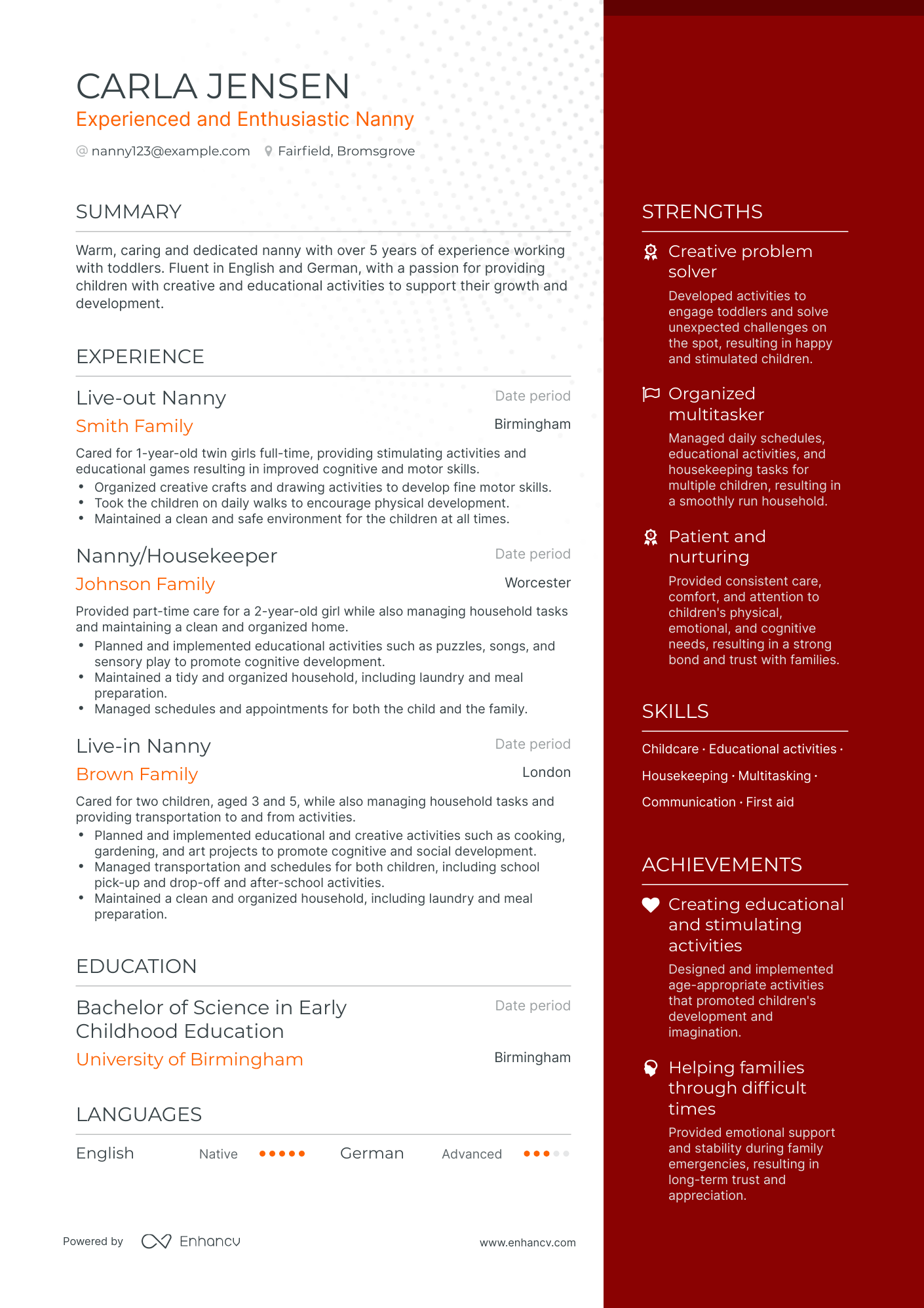 11 Nanny Resume Examples & Guide for 2024