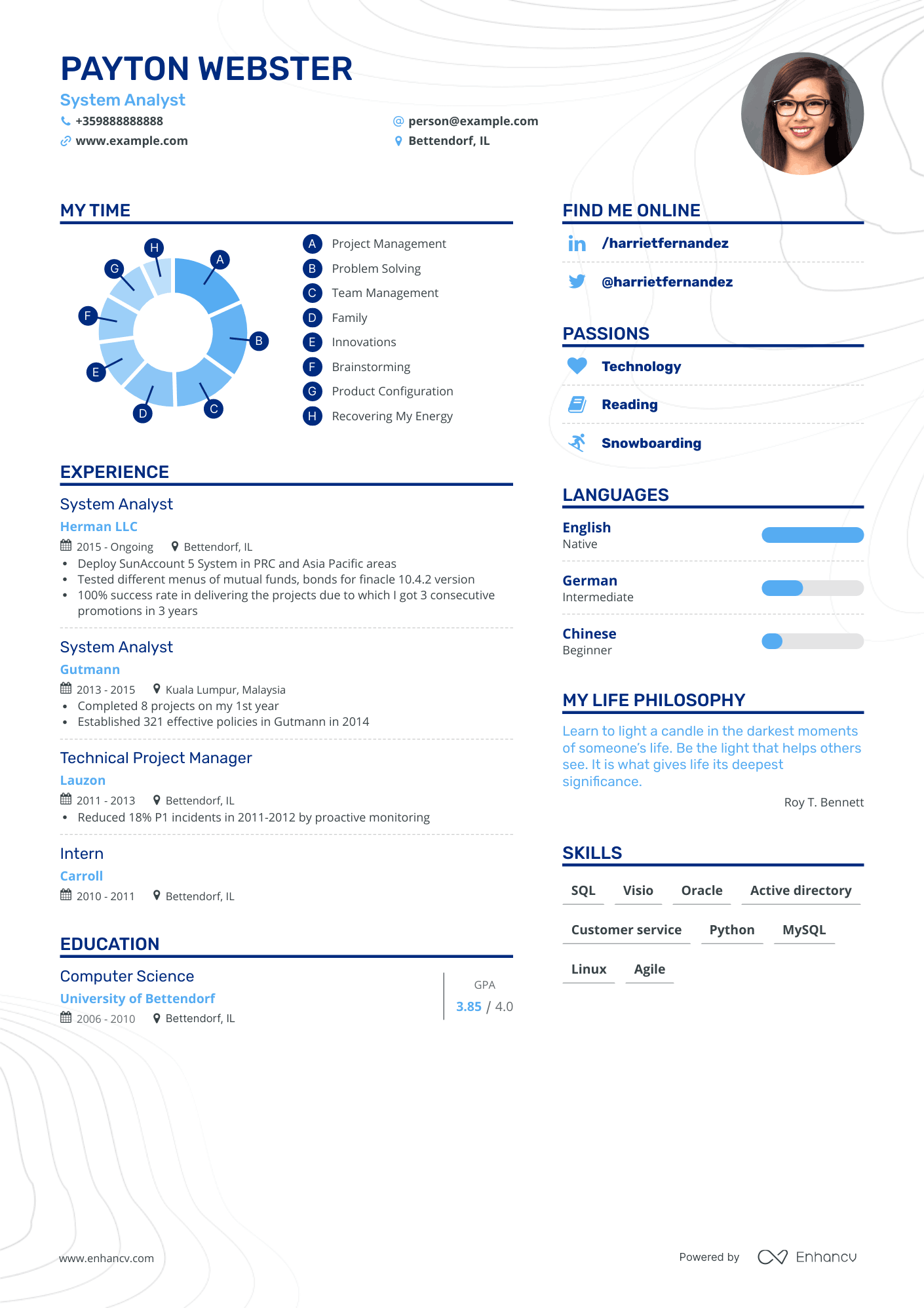 System Analyst Resume Examples | Pro Tips Featured | Enhancv (Layout ...