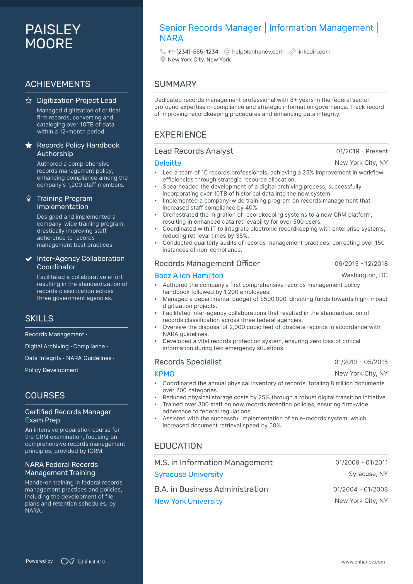 5 Records Manager Resume Examples & Guide for 2024