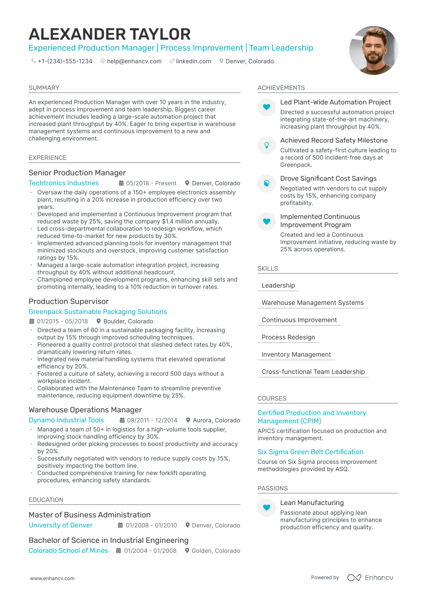 5 Production Manager Resume Examples & Guide for 2024