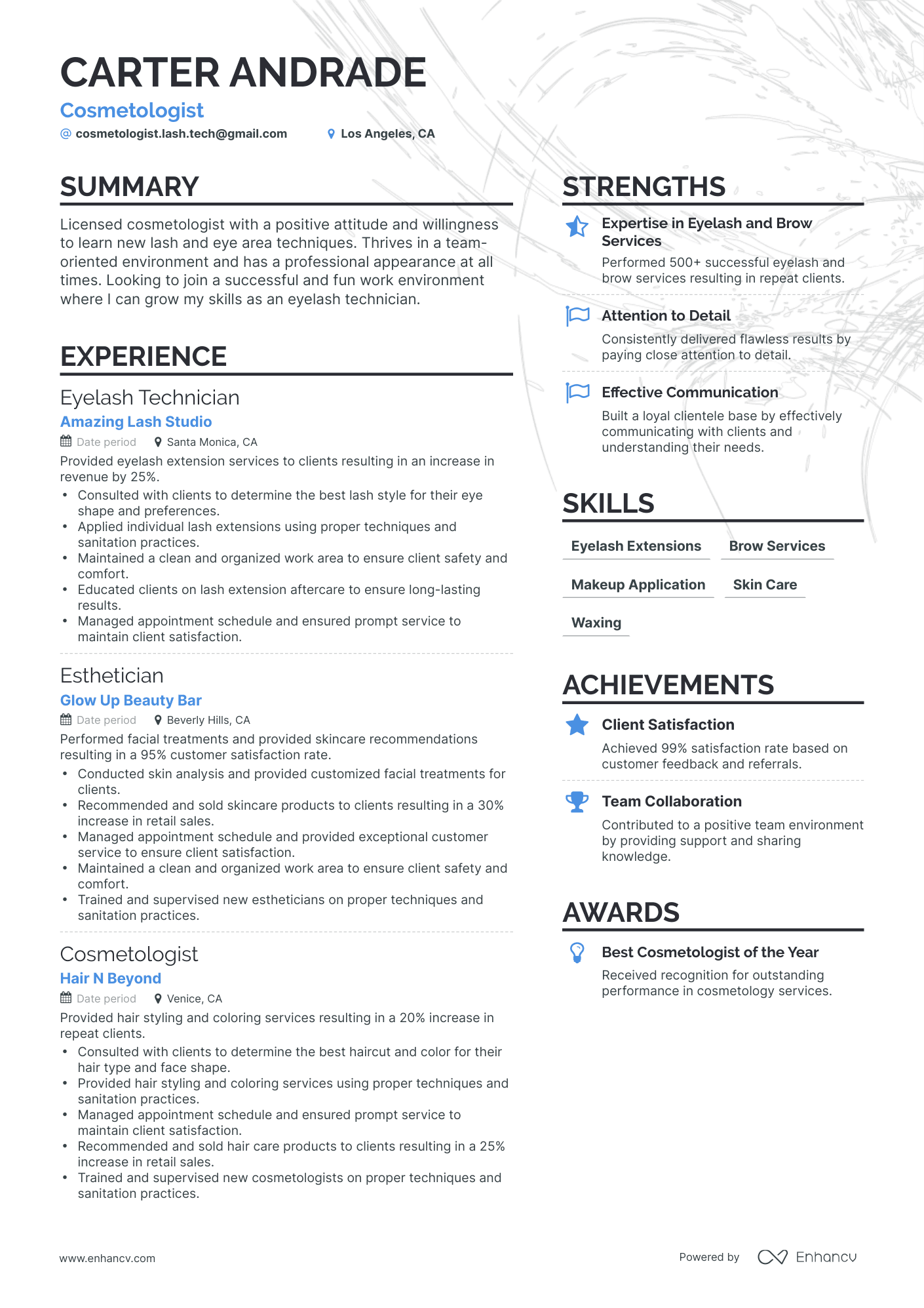 5 Cosmetologist Resume Examples & Guide for 2023