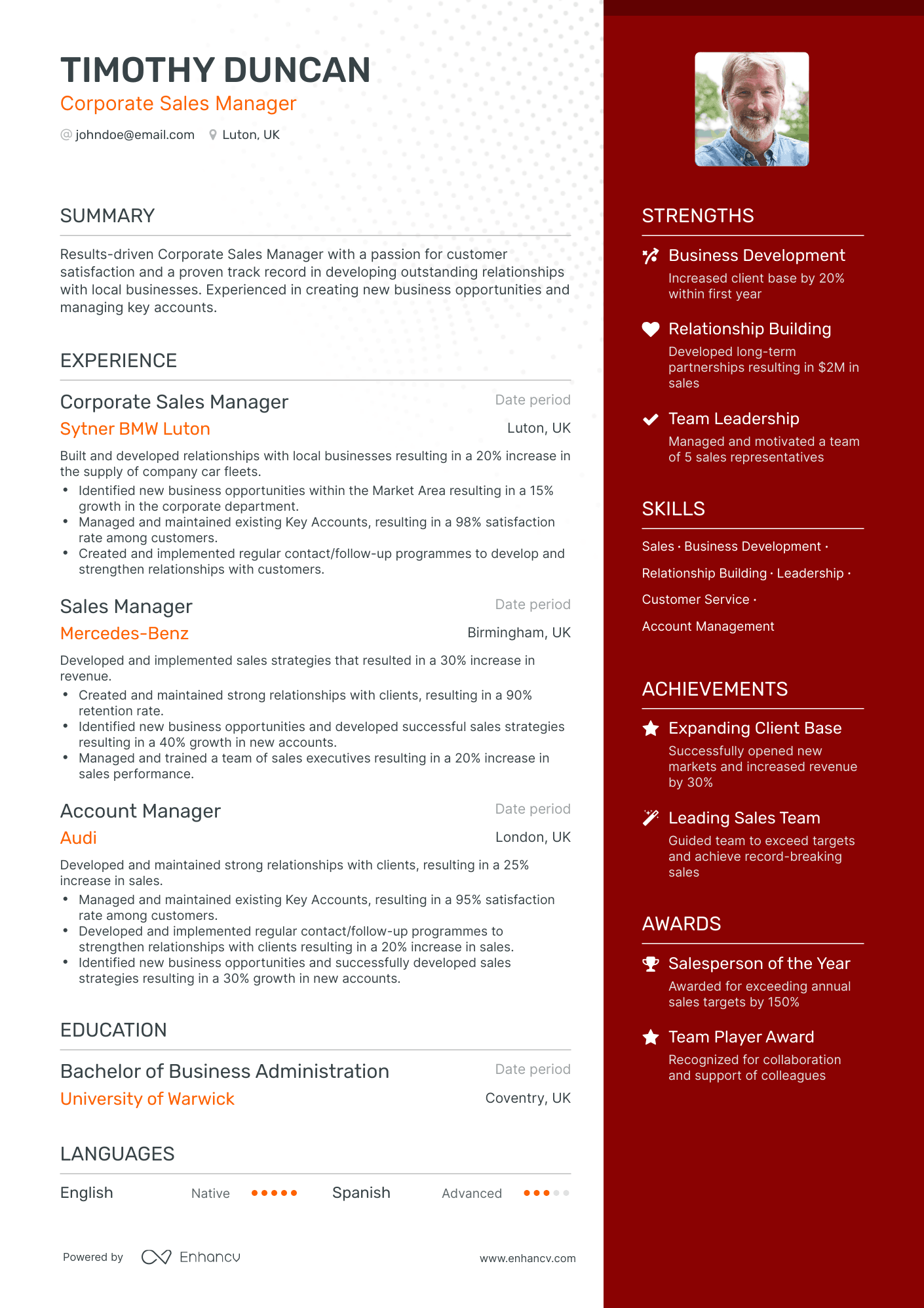 5 Corporate Sales Manager Resume Examples & Guide for 2024