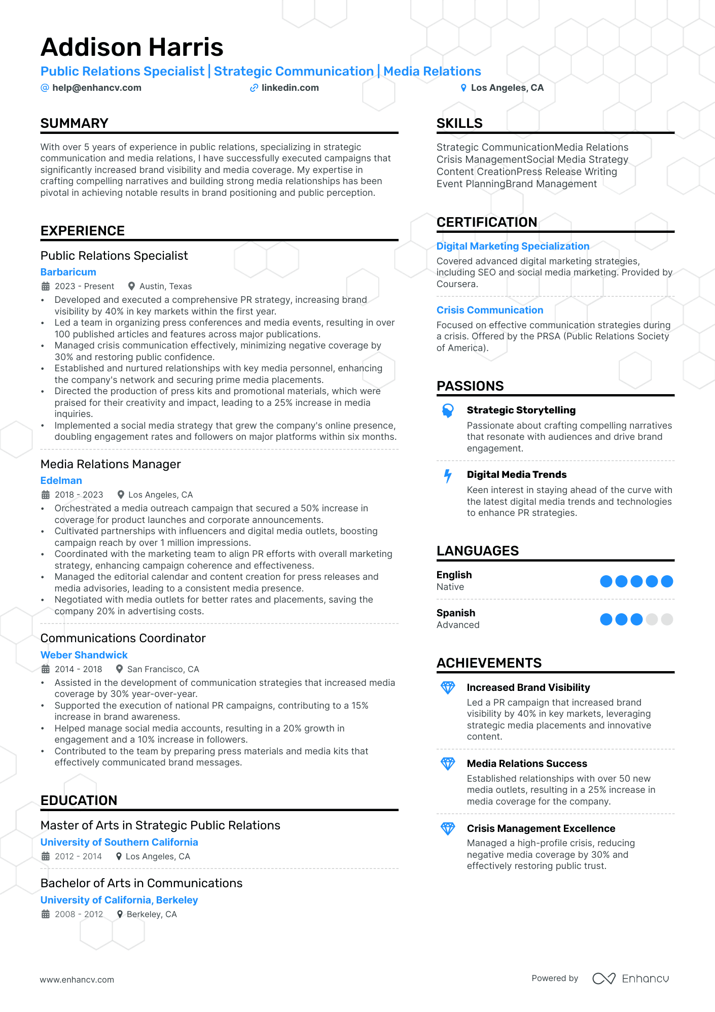 8 Public Relations Specialist Resume Examples & Guide for 2026