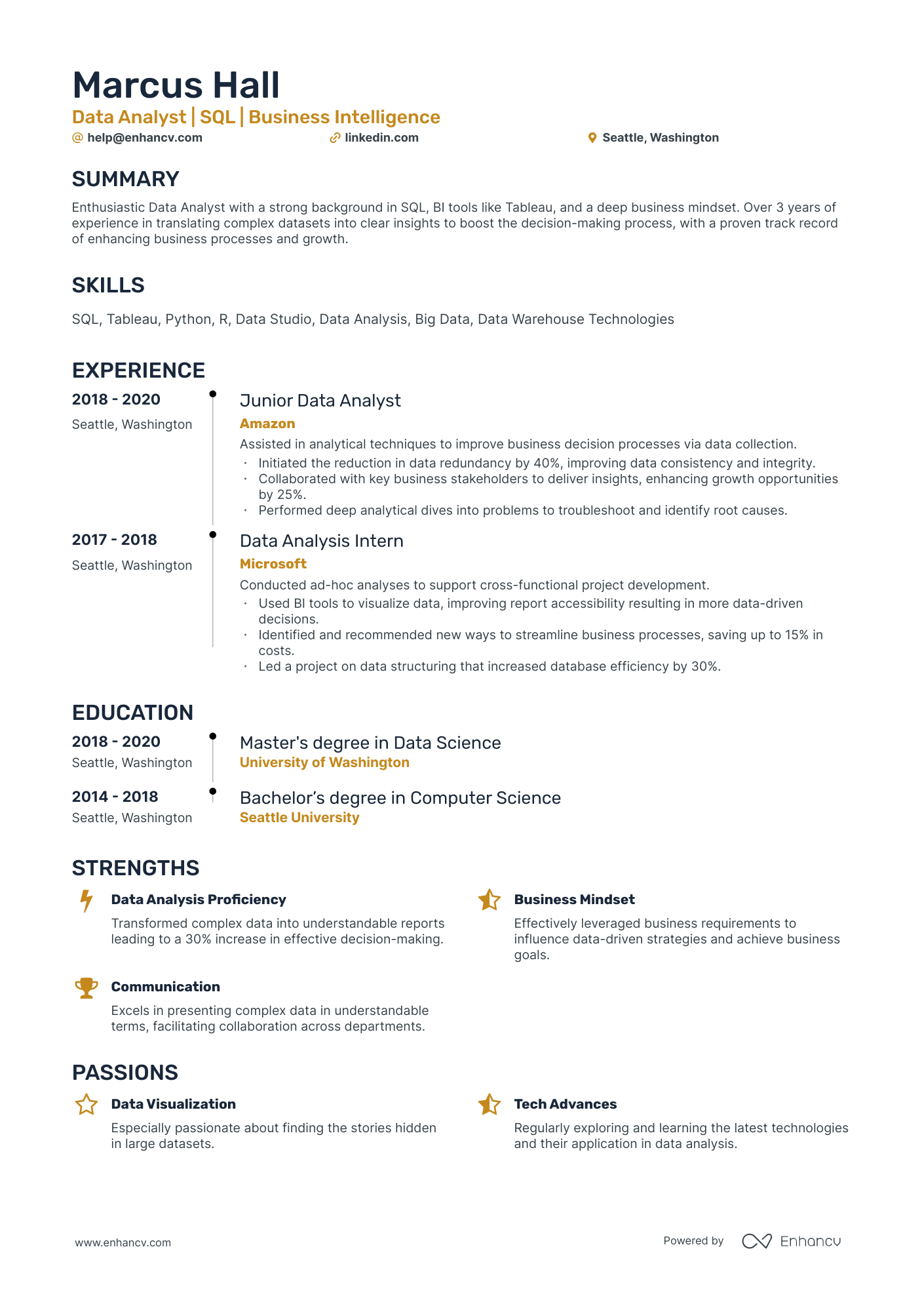 10 Data Analyst Intern Resume Examples & Guide for 2026