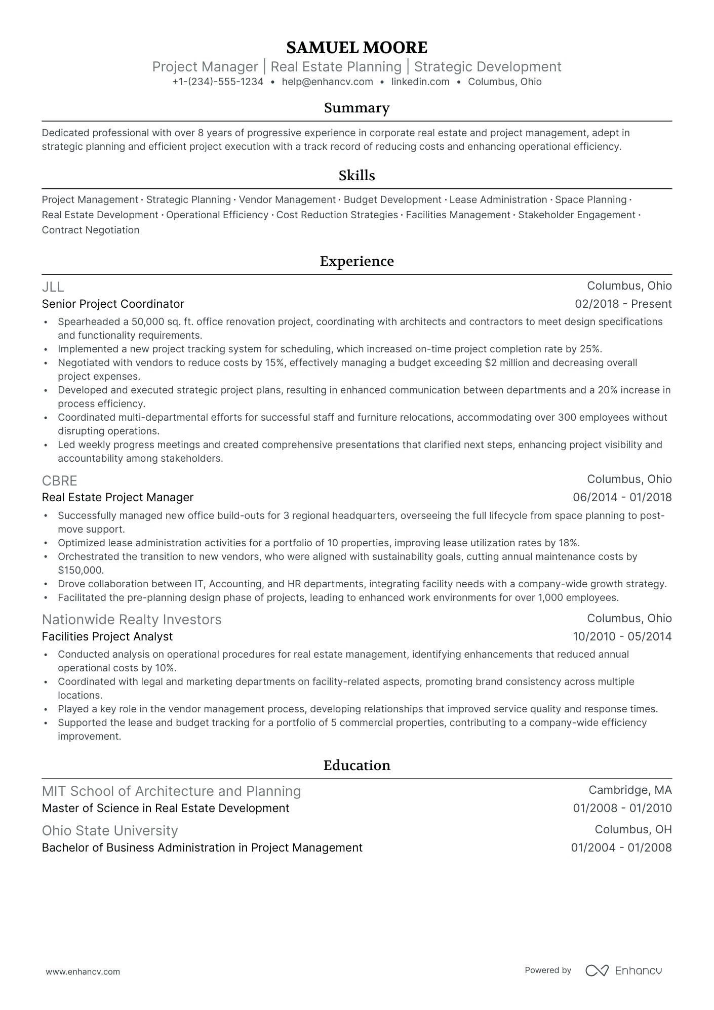 5 Real Estate Project Manager Resume Examples & Guide for 2024