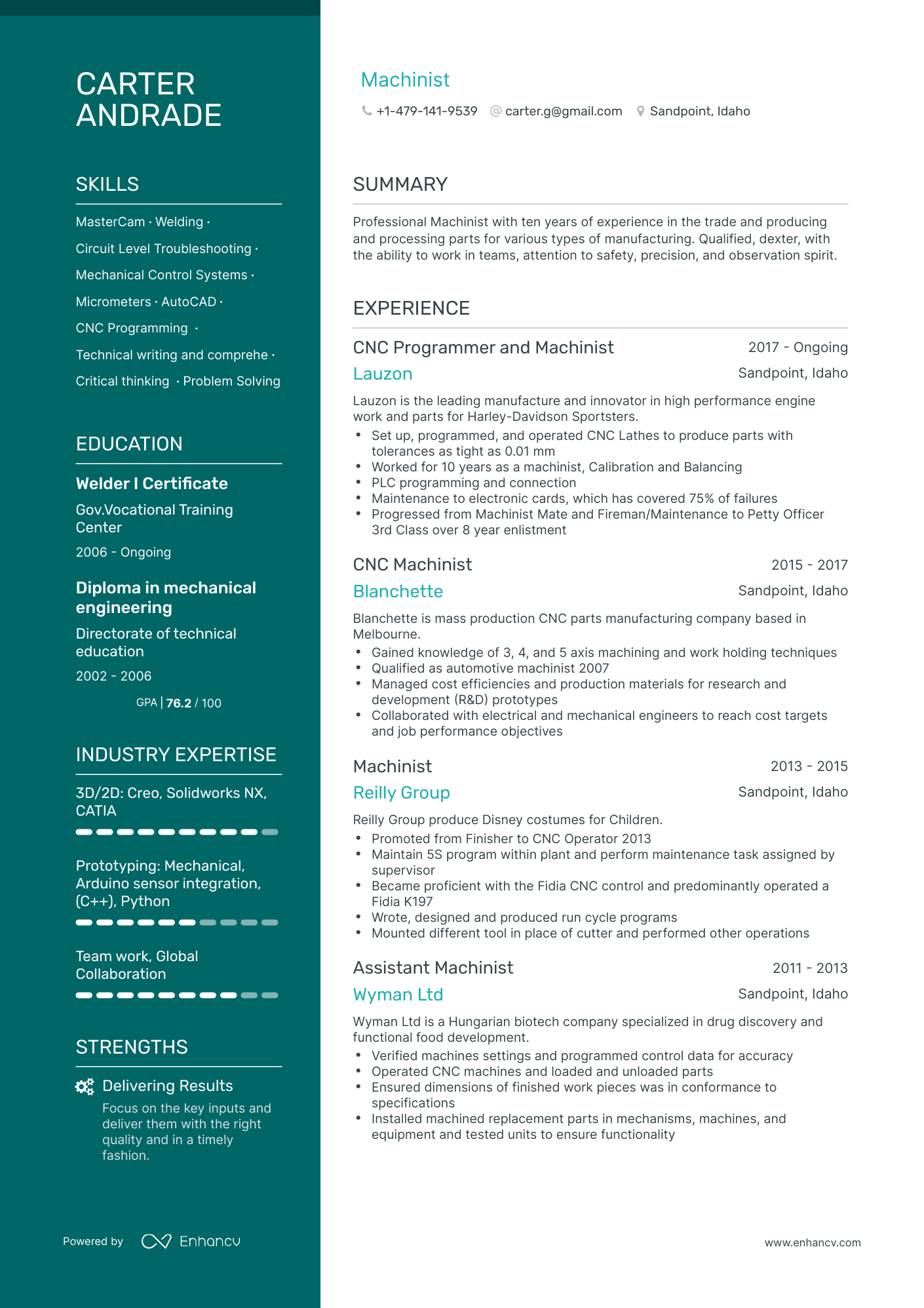 Machinist Resume Examples & Guide for 2023 (Layout, Skills, Keywords ...